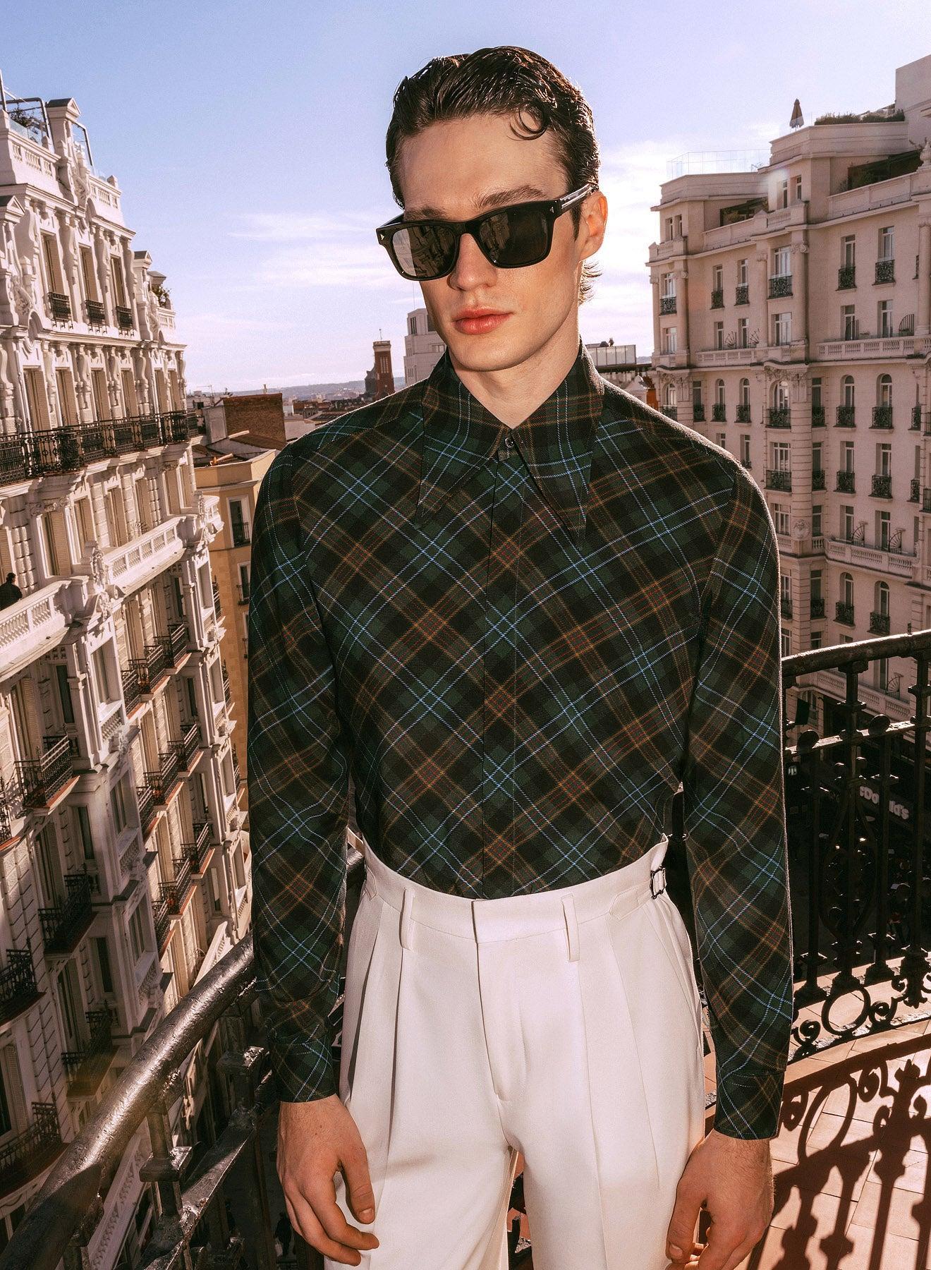 Emerald & Black Tartan Viscose Shirt - Image 3