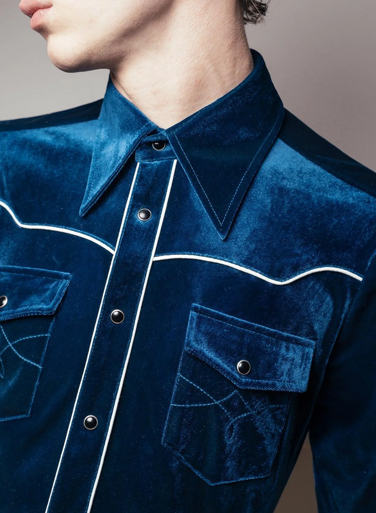 Blue Velvet Western Piped Shirt - Image 2