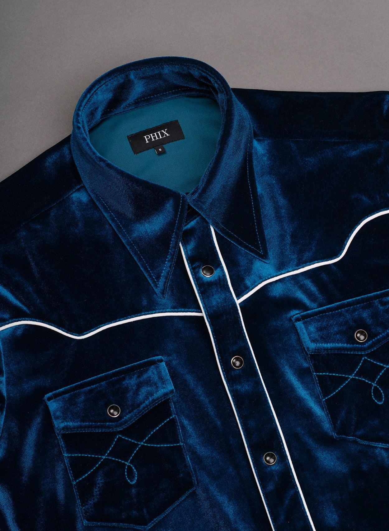 Blue Velvet Western Piped Shirt - Image 4