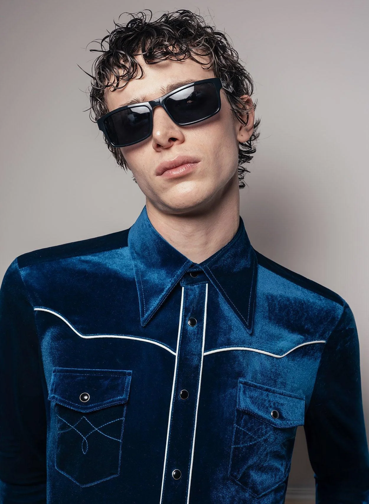 Blue Velvet Western Piped Shirt - Image 5
