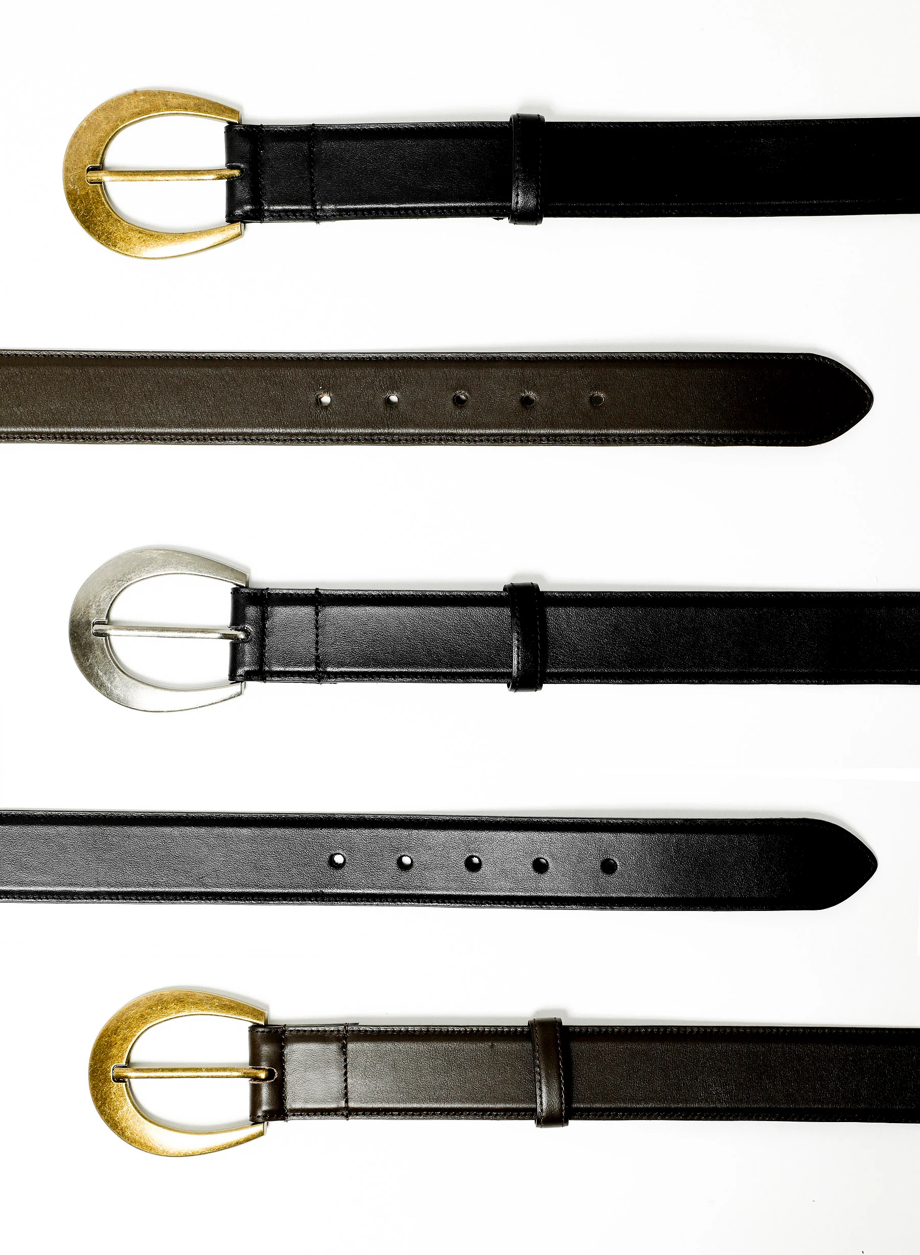 Brown Crescent Silver Buckle Leather Belt - Image 2