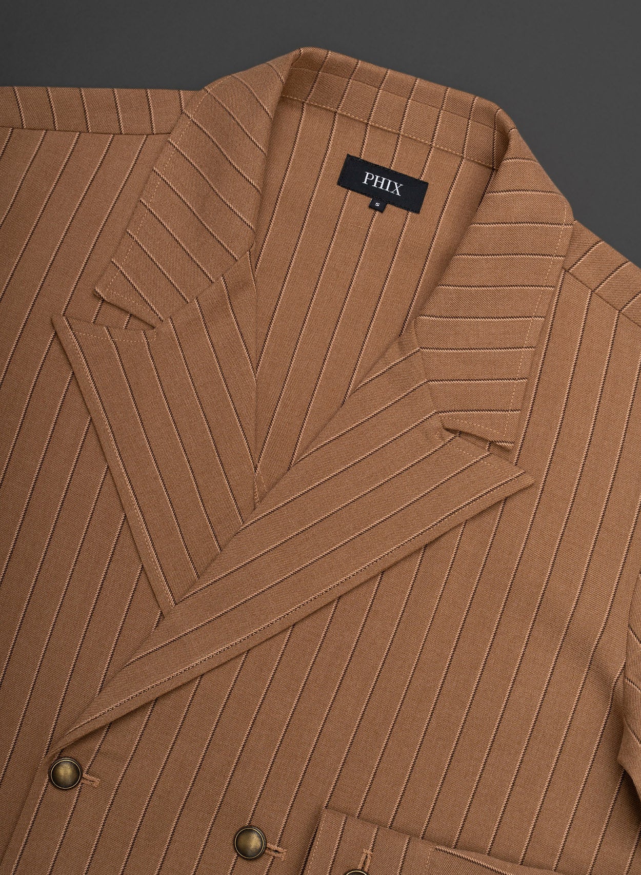 Brown Double Breasted Pinstripe Shirt - Image 4