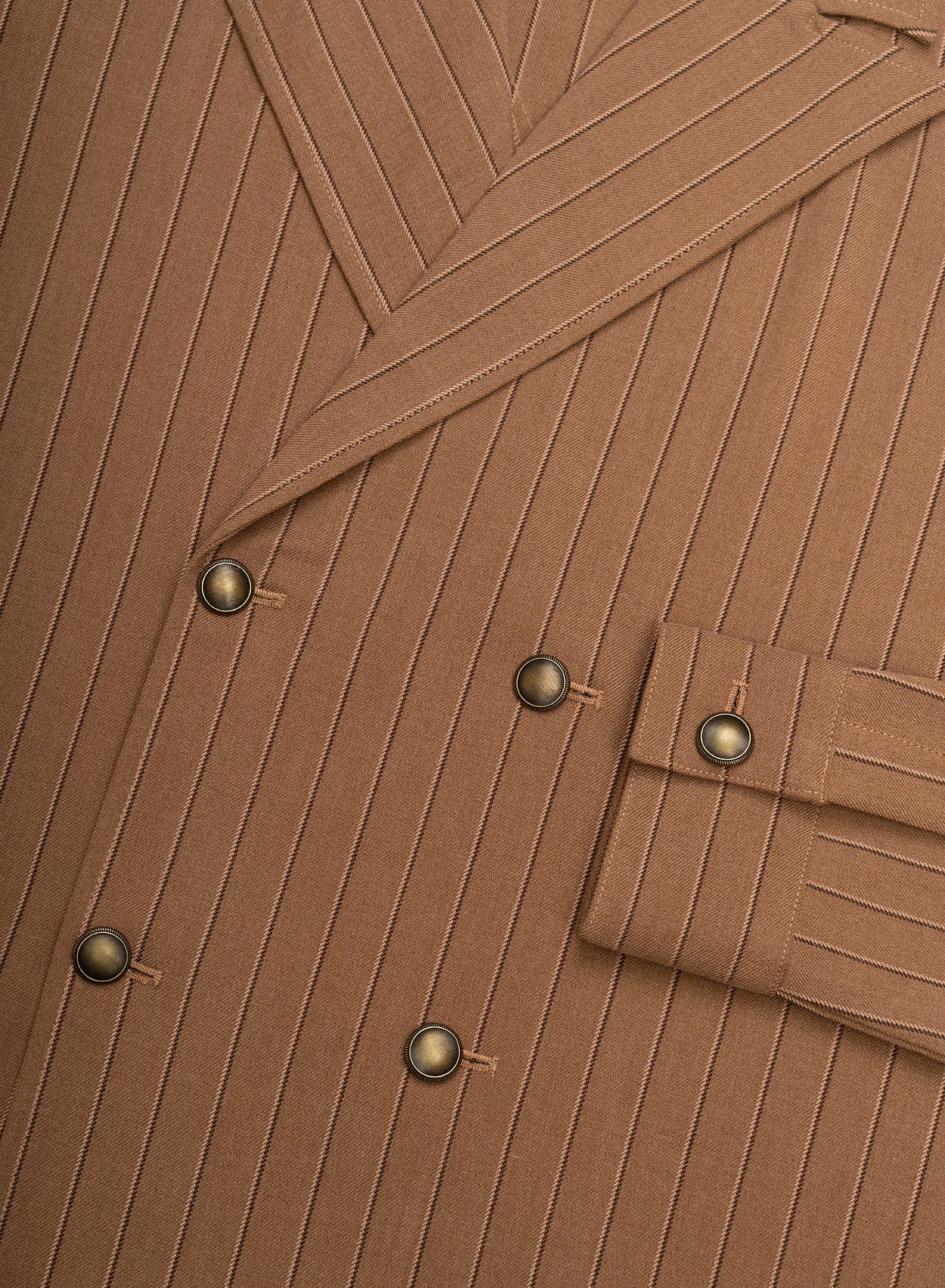 Brown Double Breasted Pinstripe Shirt - Image 5