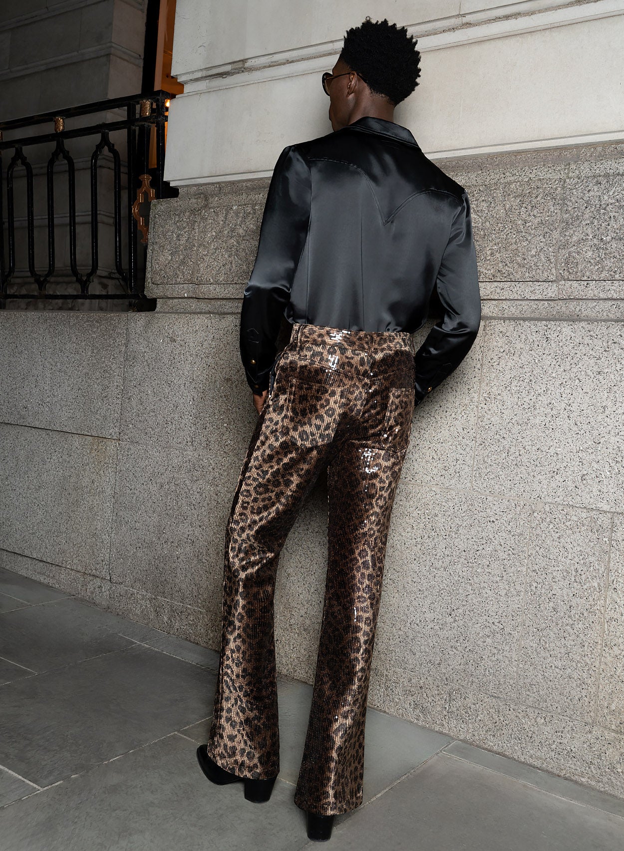 Brown Leopard Print Sequin Flares - Image 3
