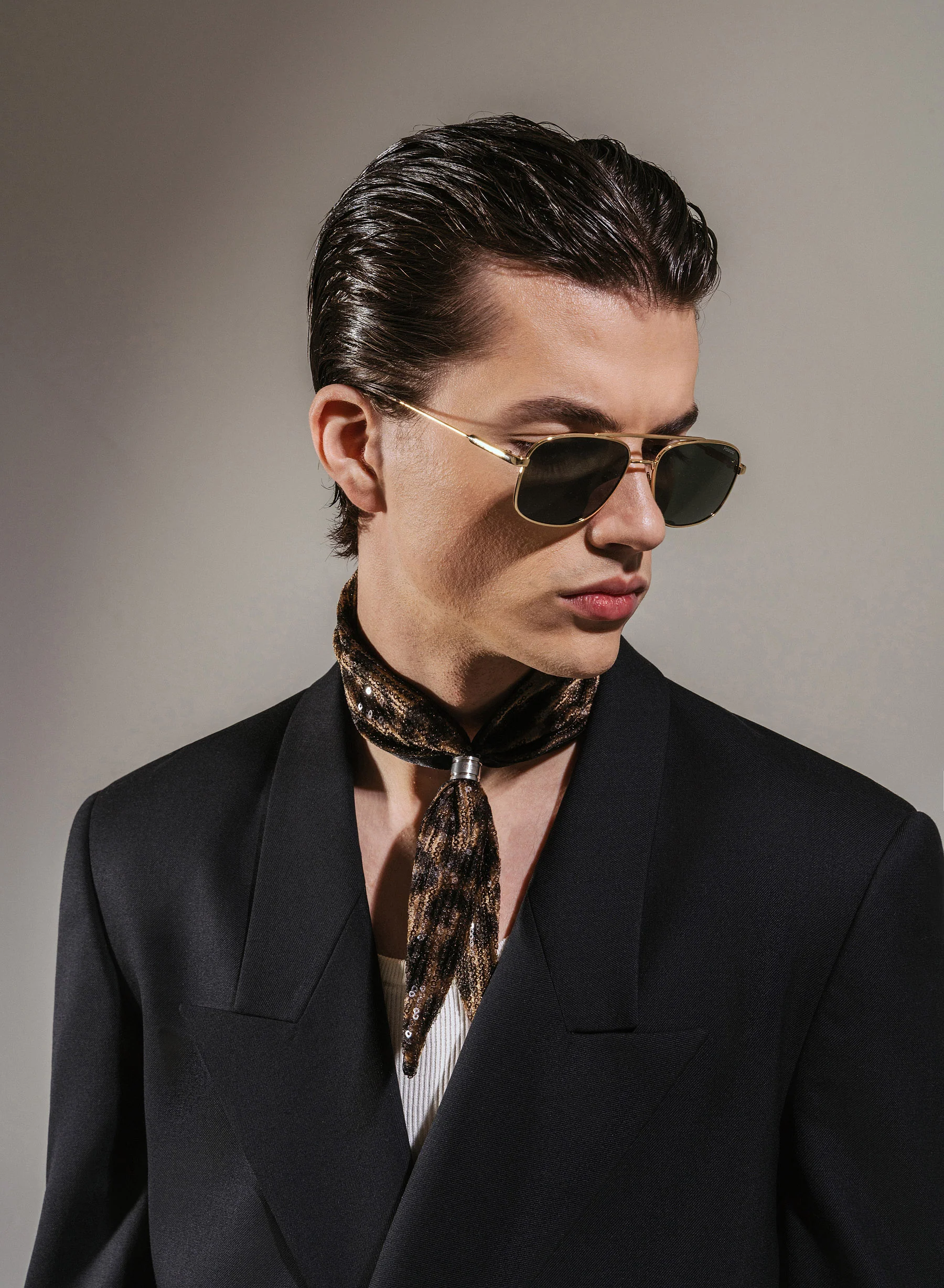 Brown Leopard Ring Tie Neck Scarf