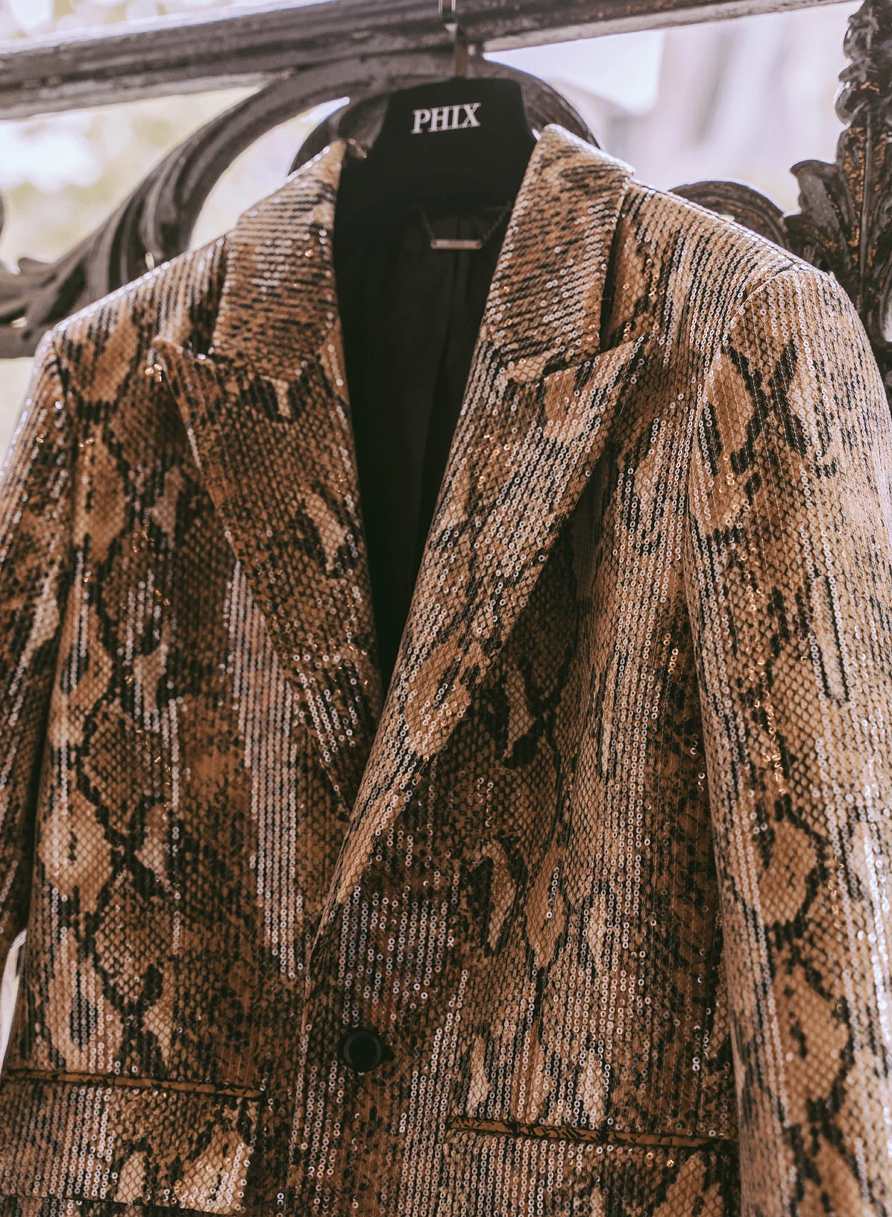 Brown Snake Effect Sequin Blazer - Image 3