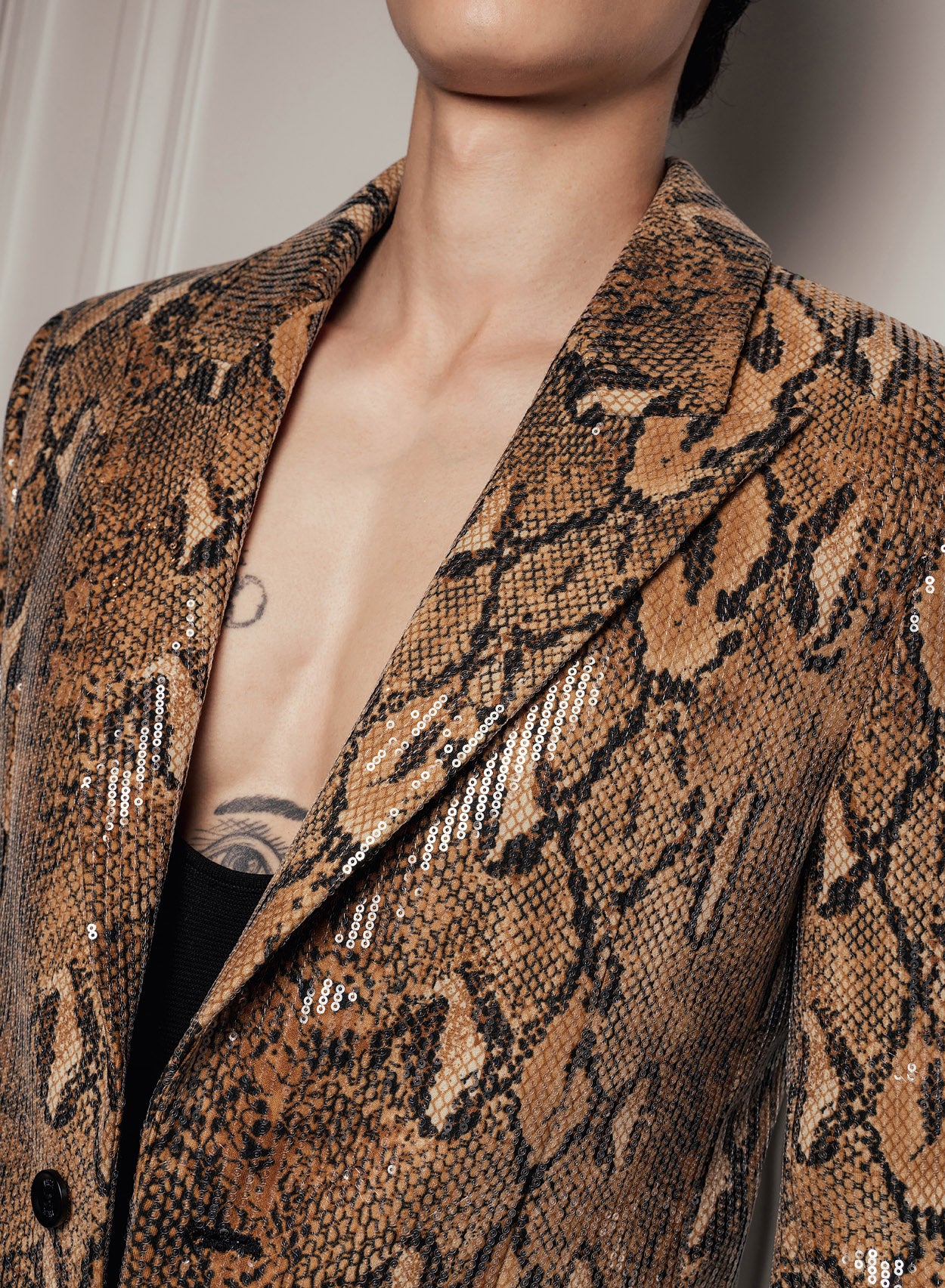 Brown Snake Effect Sequin Blazer - Image 5