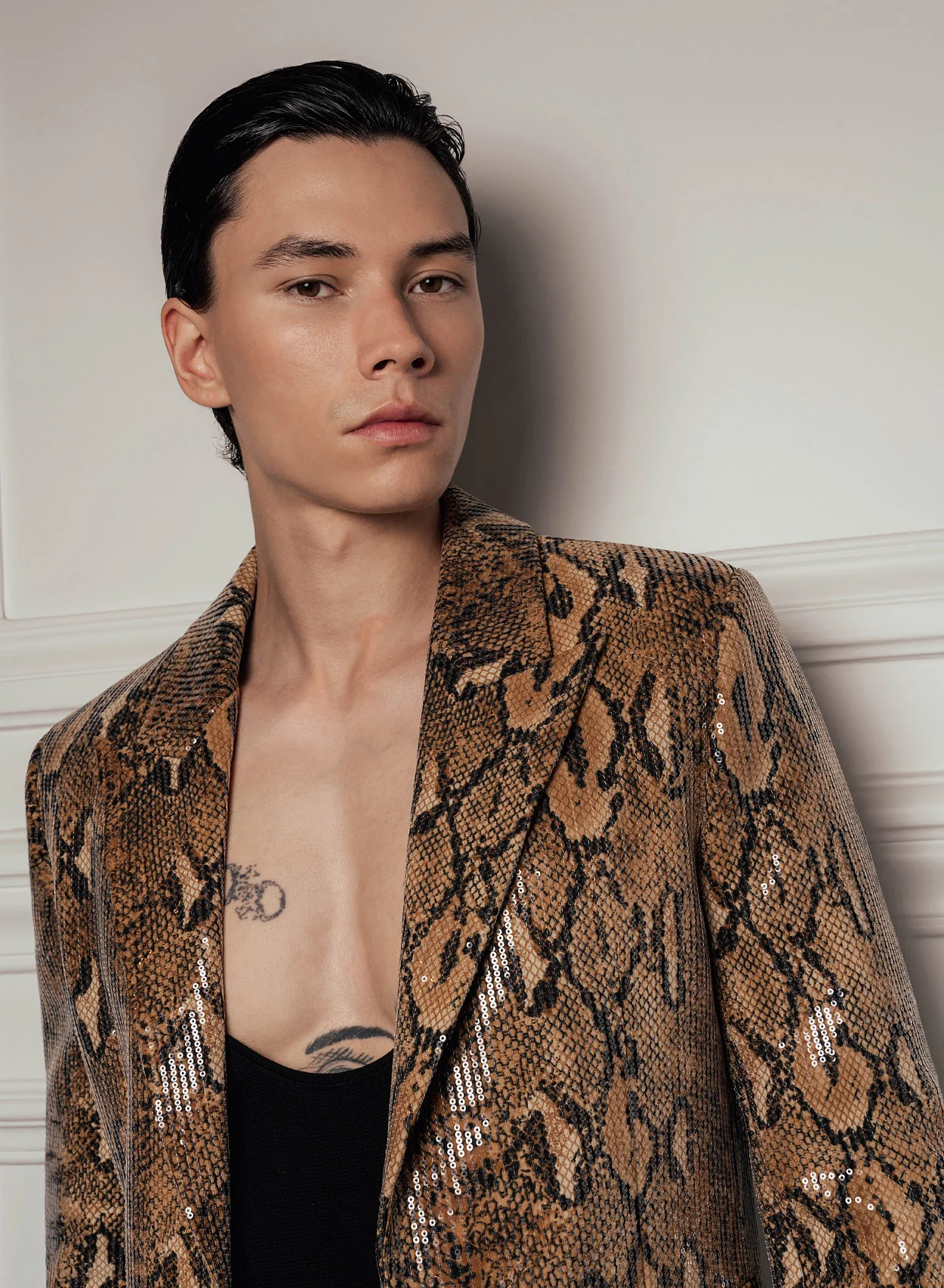 Brown Snake Effect Sequin Blazer - Image 6