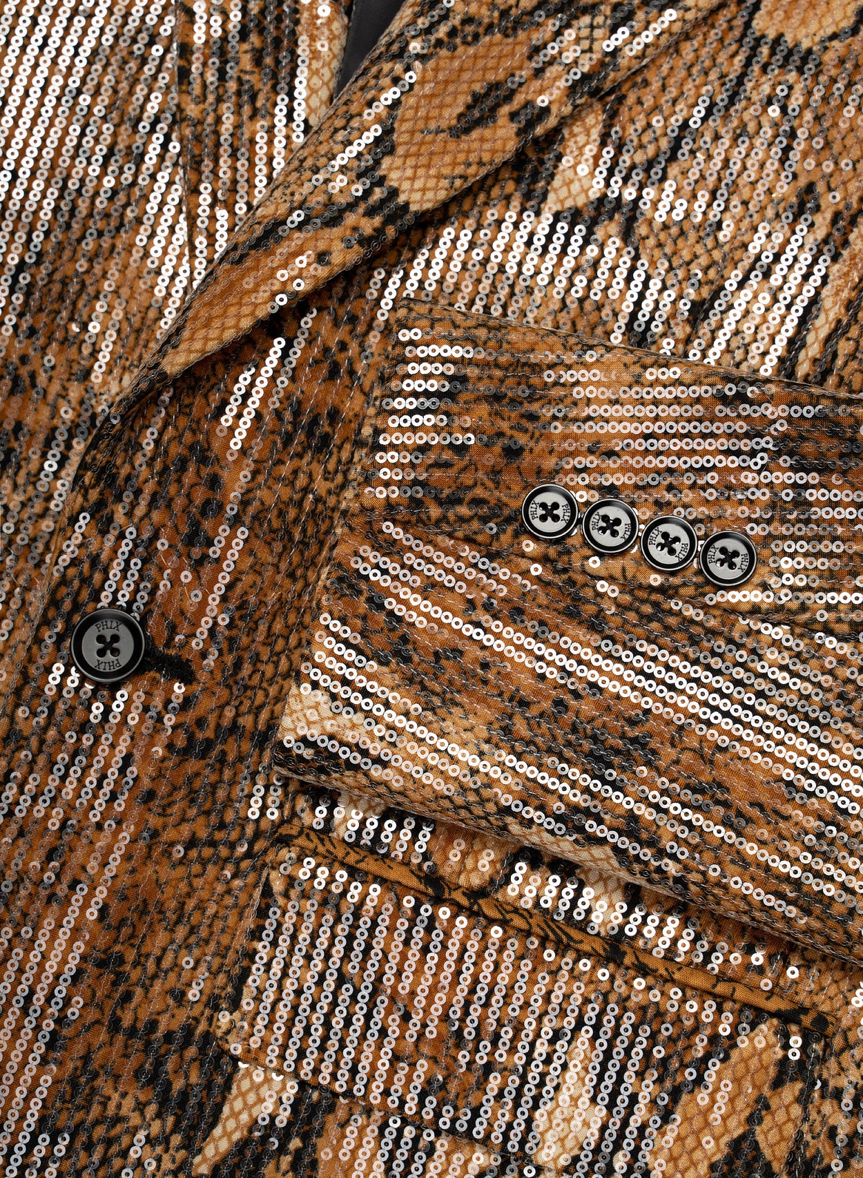 Brown Snake Effect Sequin Blazer - Image 9
