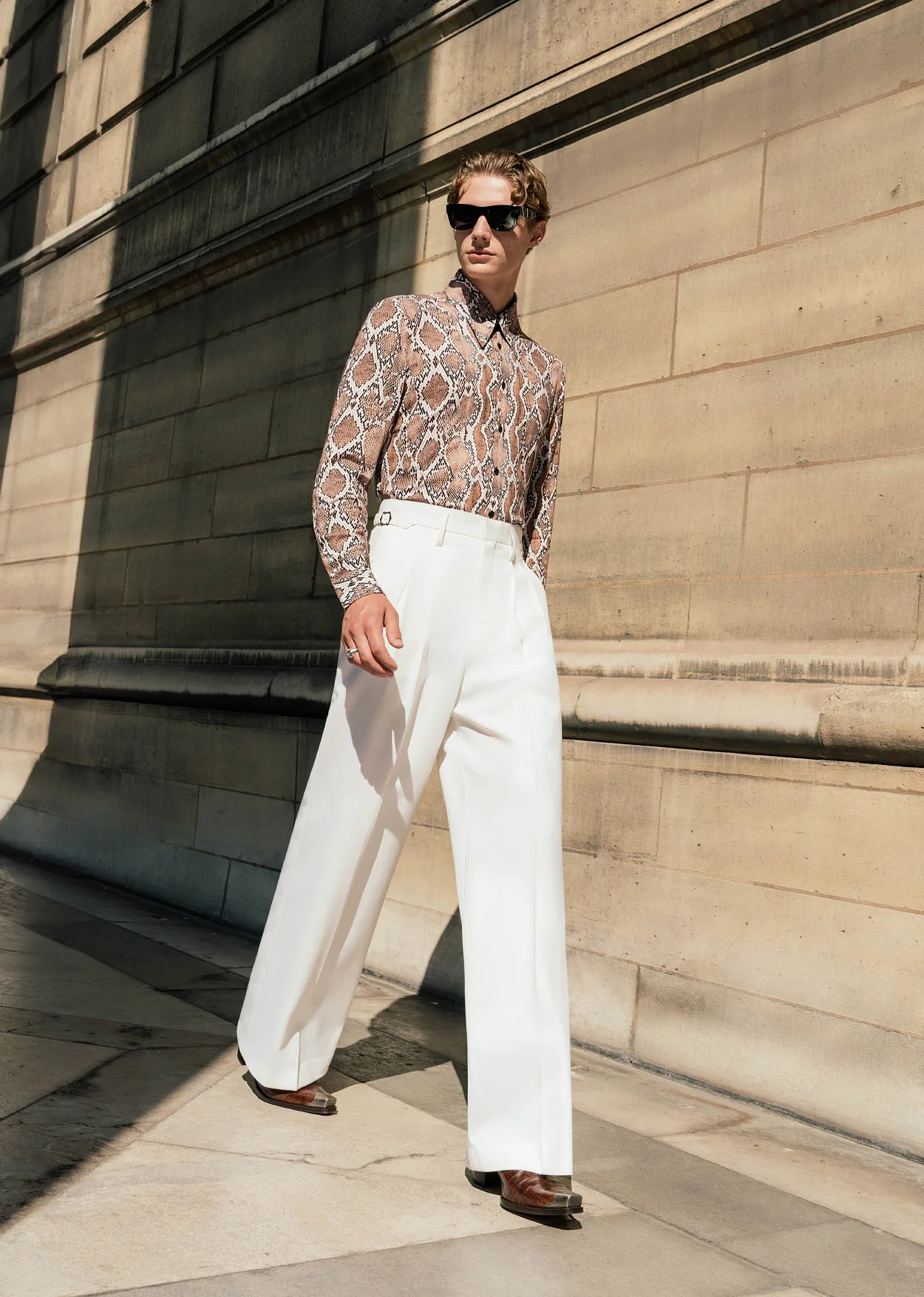 Brown Snake Print Viscose Shirt - Image 3