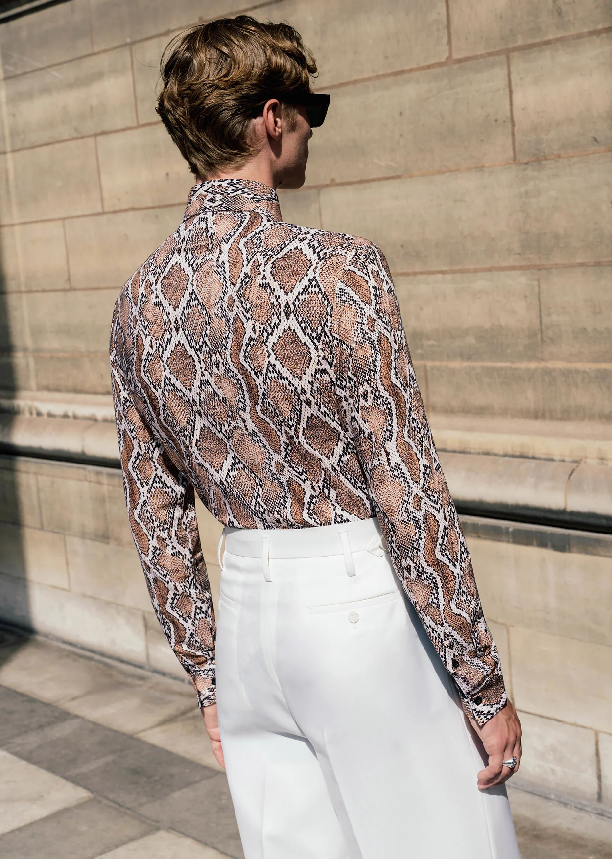 Brown Snake Print Viscose Shirt - Image 4