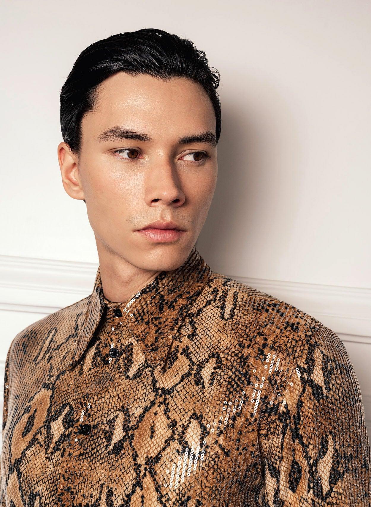 Brown Snake Effect Sequin Shirt - Image 4