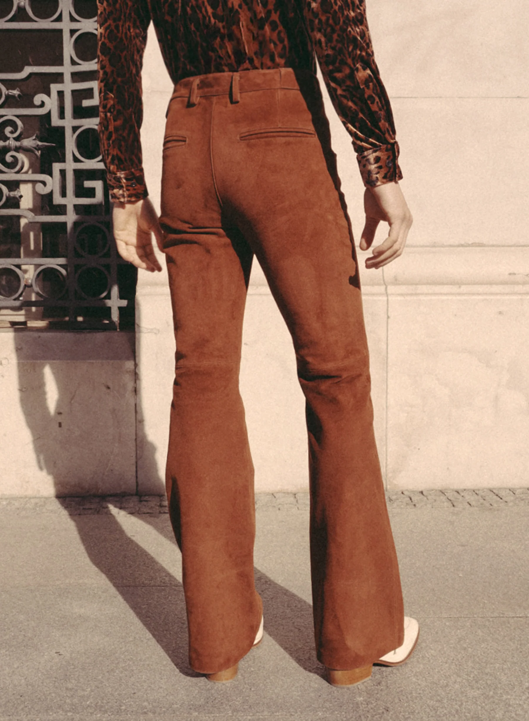 Brown Suede Leather Pin Belt Flare - Image 5