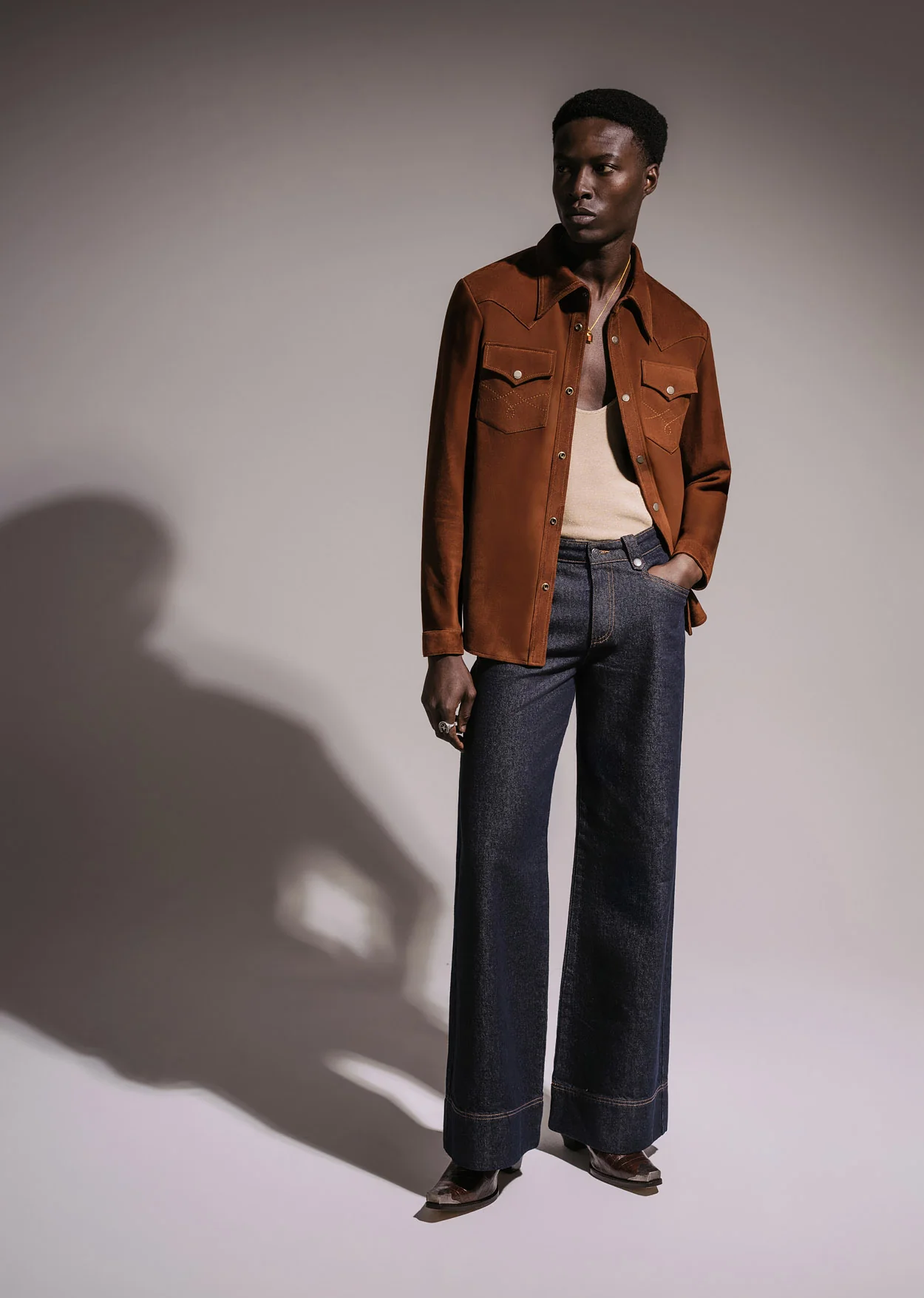 Brown Suede Western Leather Shirt - Image 7