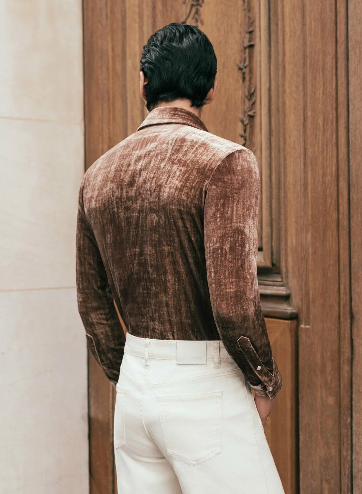 Brown Velvet 70s Western Dagger Collar Shirt - Image 3
