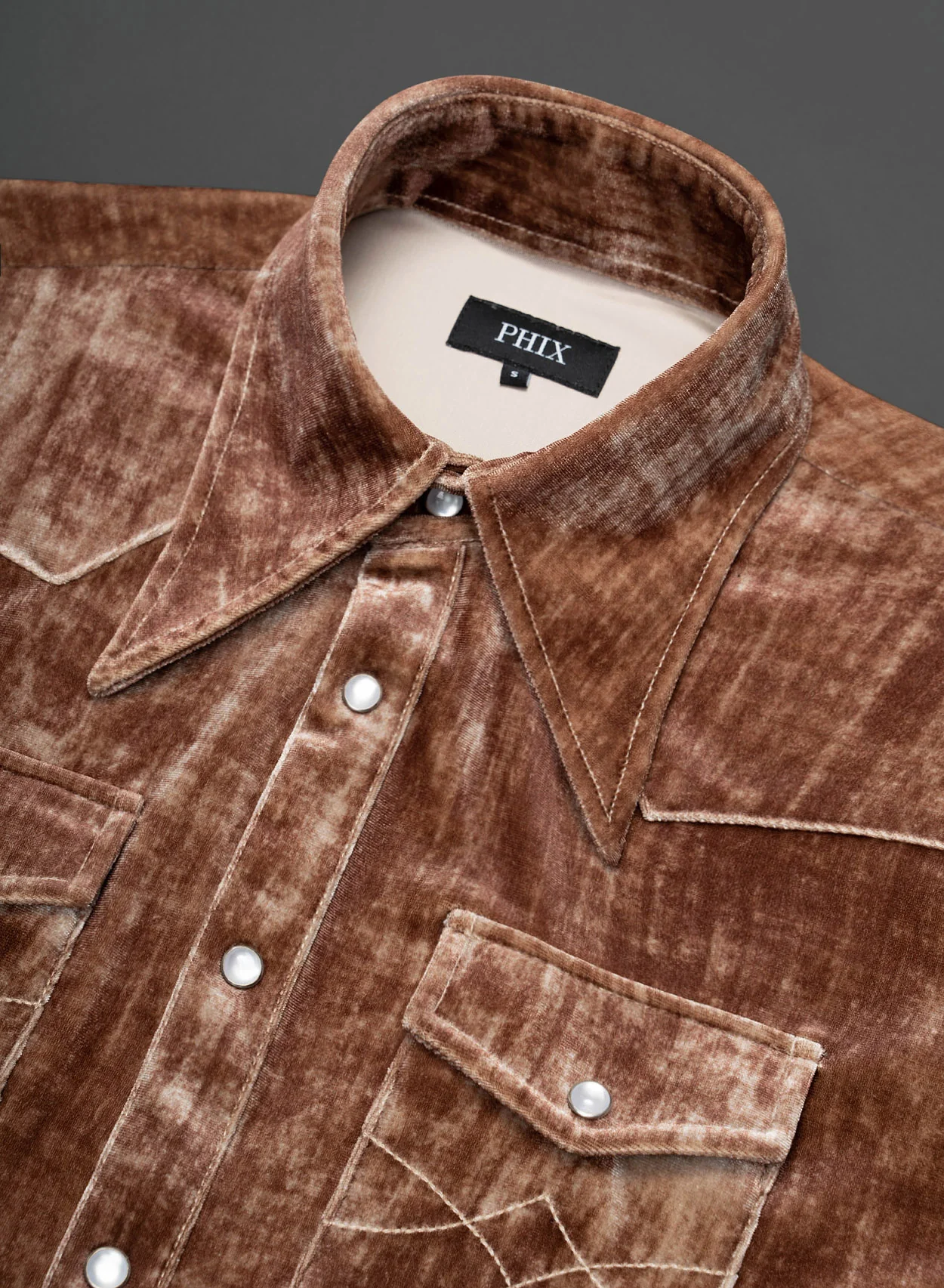 Brown Velvet 70s Western Dagger Collar Shirt - Image 6