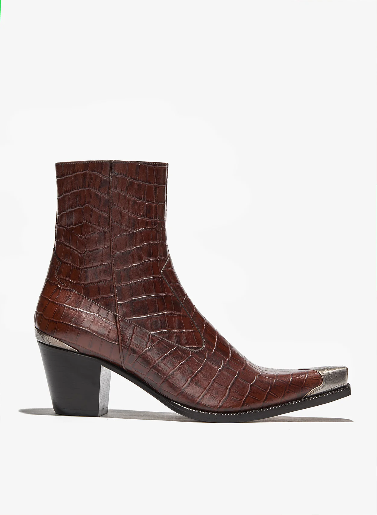 Brown Western Croc Effect Metal Toe 60mm Boot - Image 3