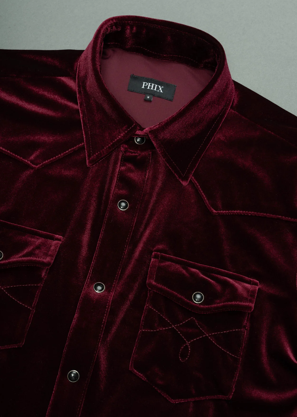 Burgundy Velvet 70's Western Shirt - Image 2
