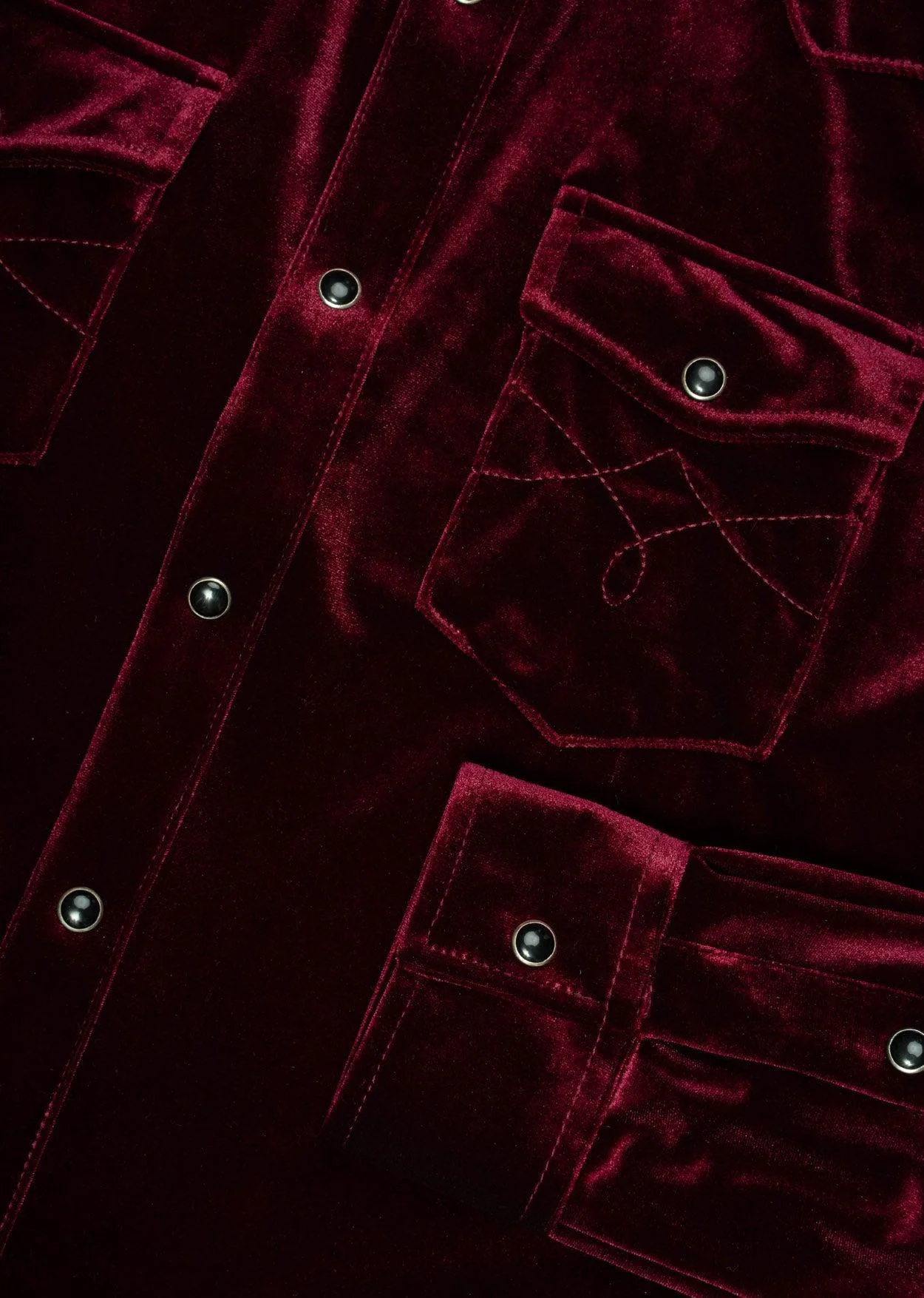Burgundy Velvet 70's Western Shirt - Image 3