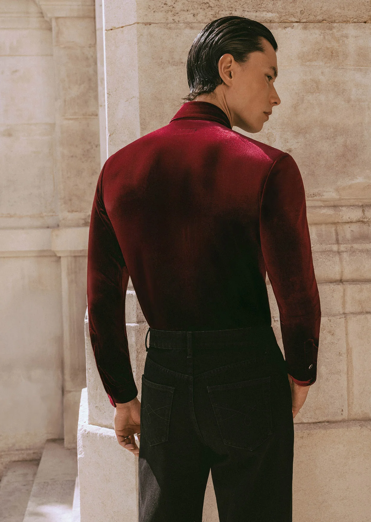 Burgundy Velvet 70's Western Shirt - Image 6