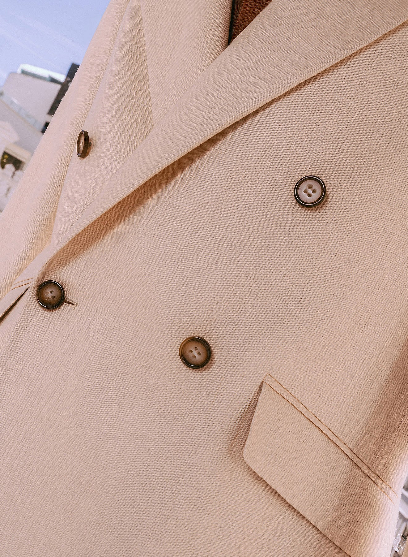 Ivory Linen Double Breasted Blazer - Image 2