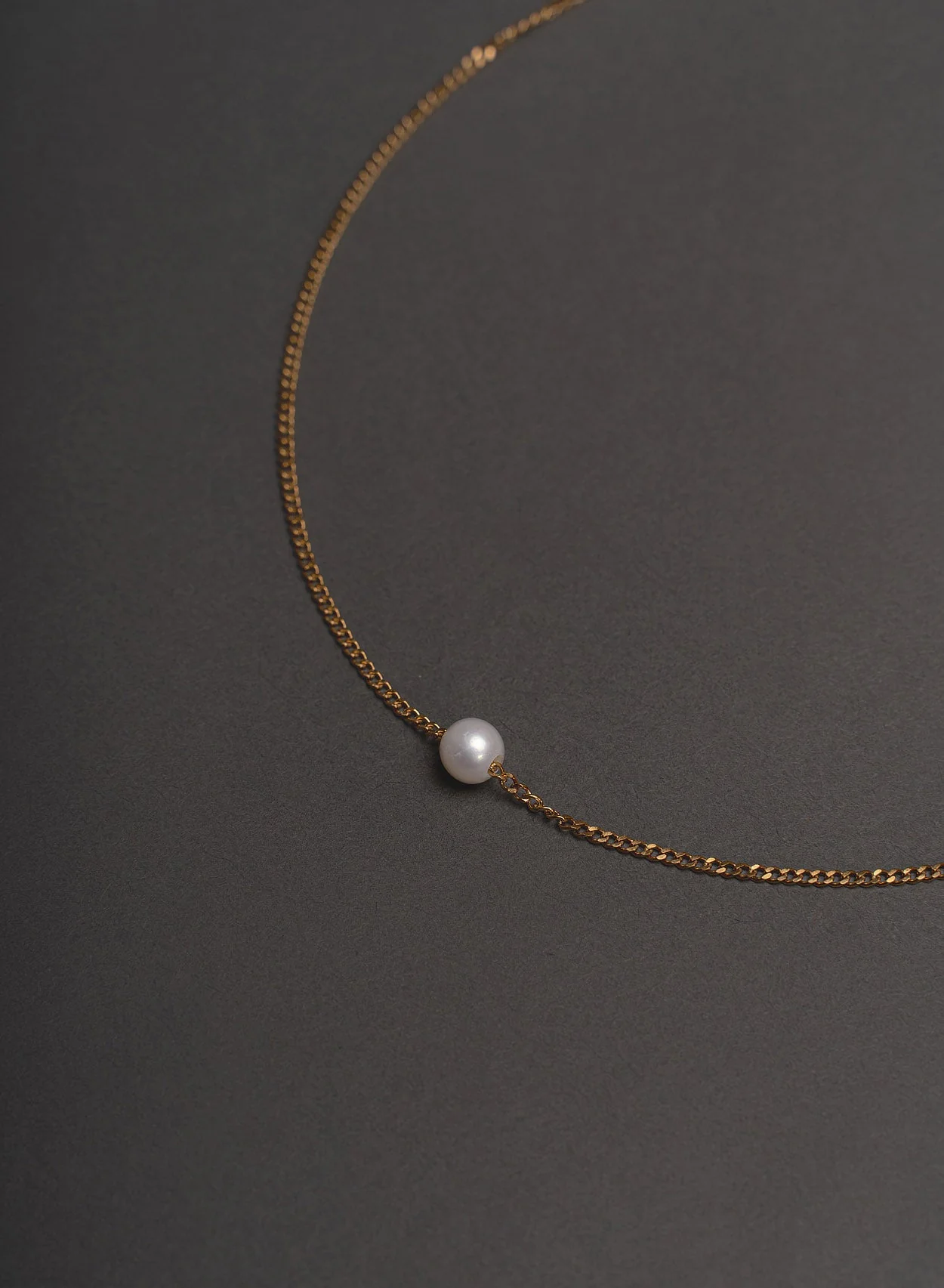 Real Pearl 2mm Gold Chain Necklace - Image 4