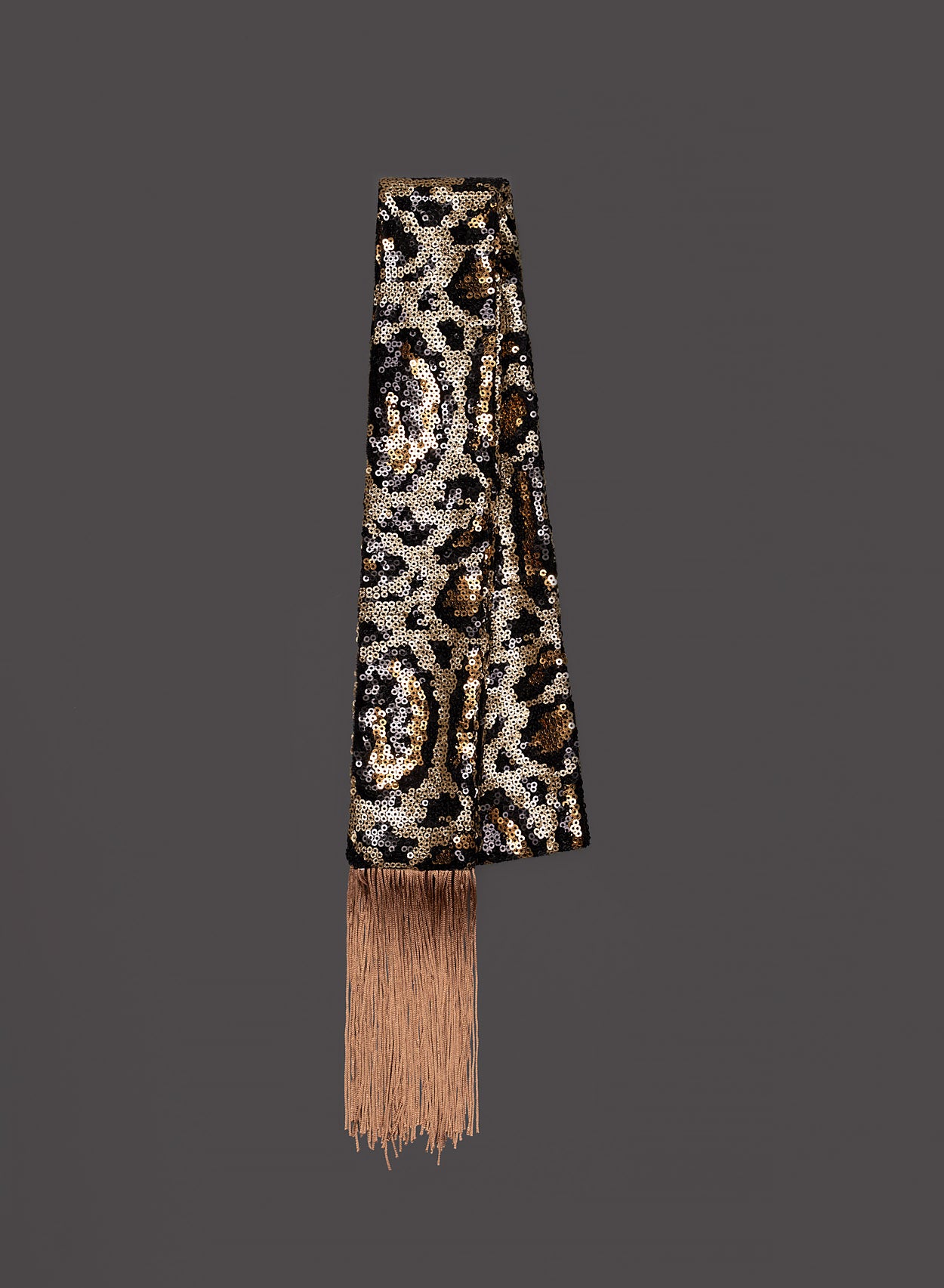 Gold Leopard Sequin Tassel Scarf - Image 3