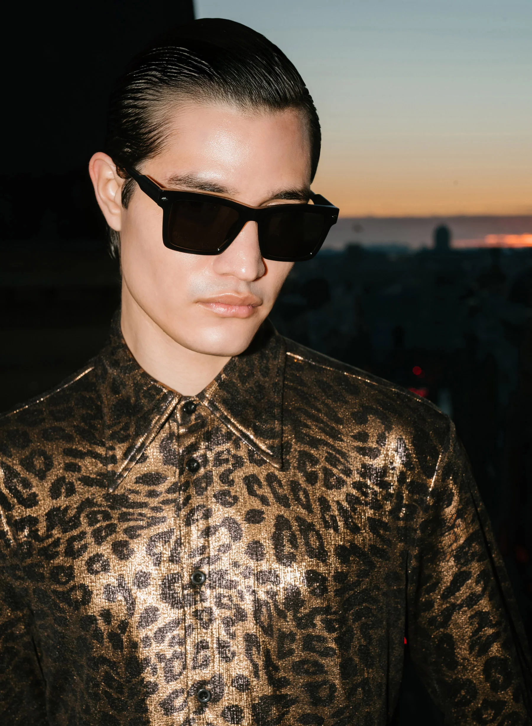 Gold Metallic Leopard Print Shirt - Image 4