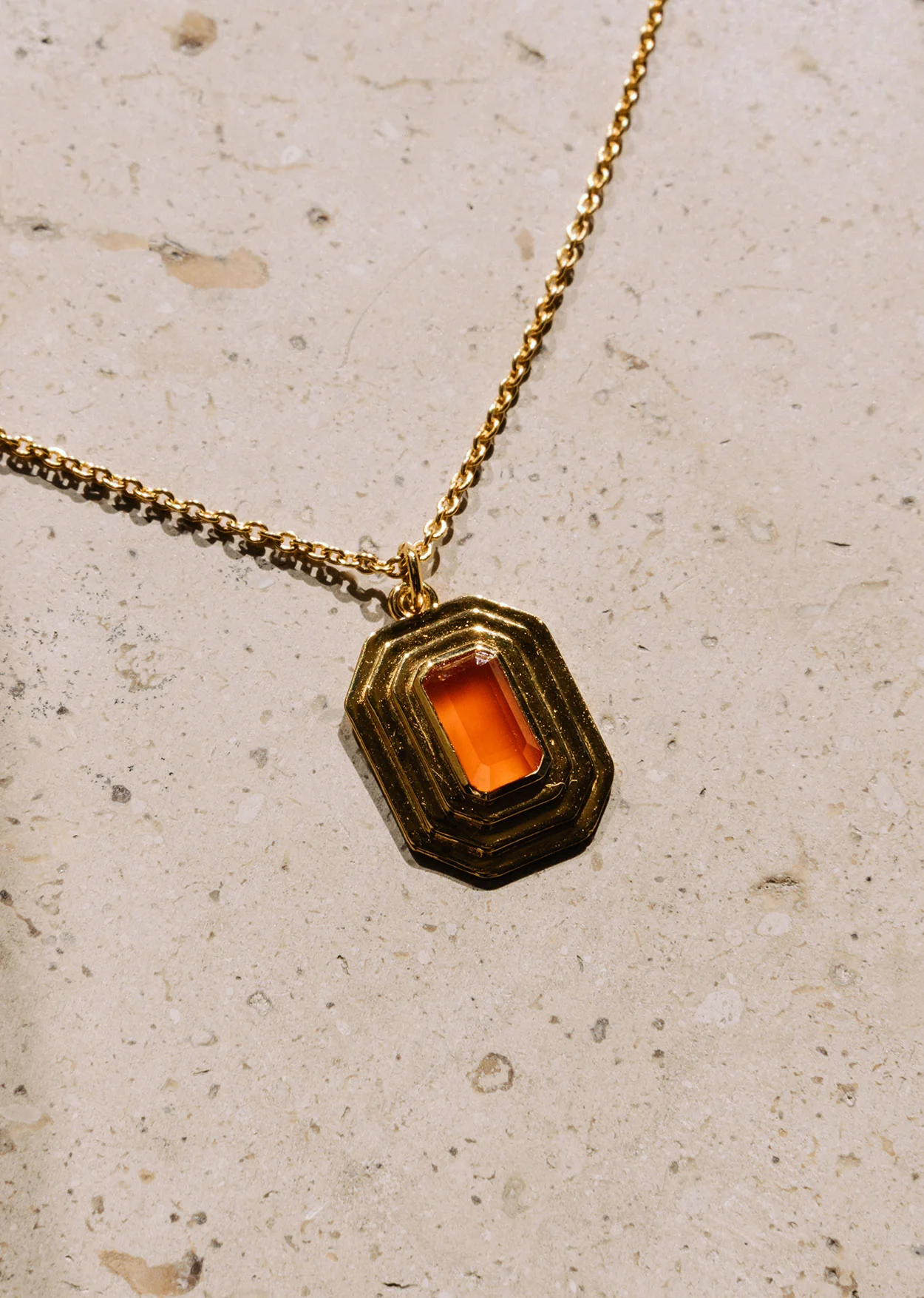 Gold Octagon Pendant Necklace - Image 2