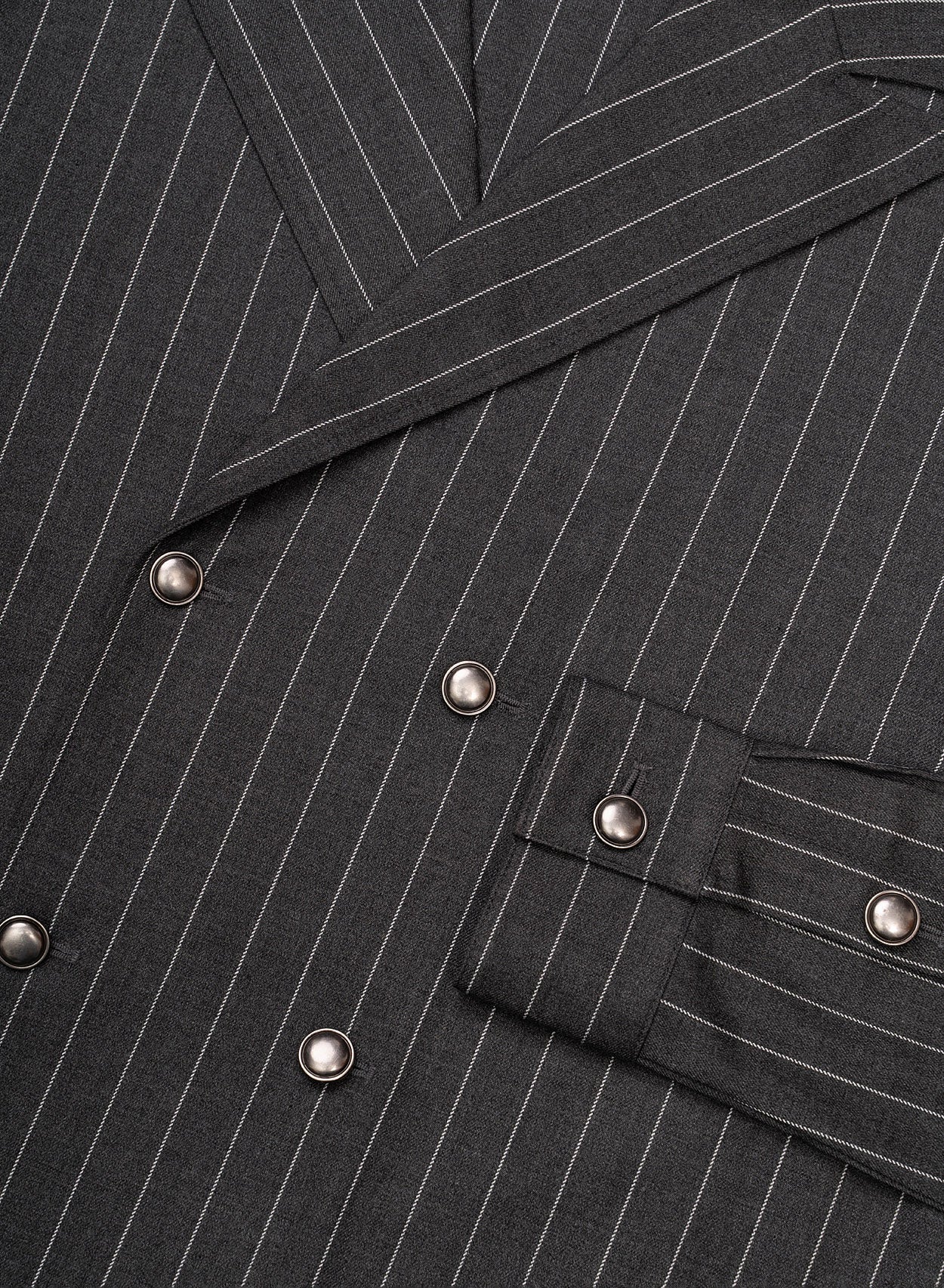 Grey Double Breasted Pinstripe Shirt - Image 6