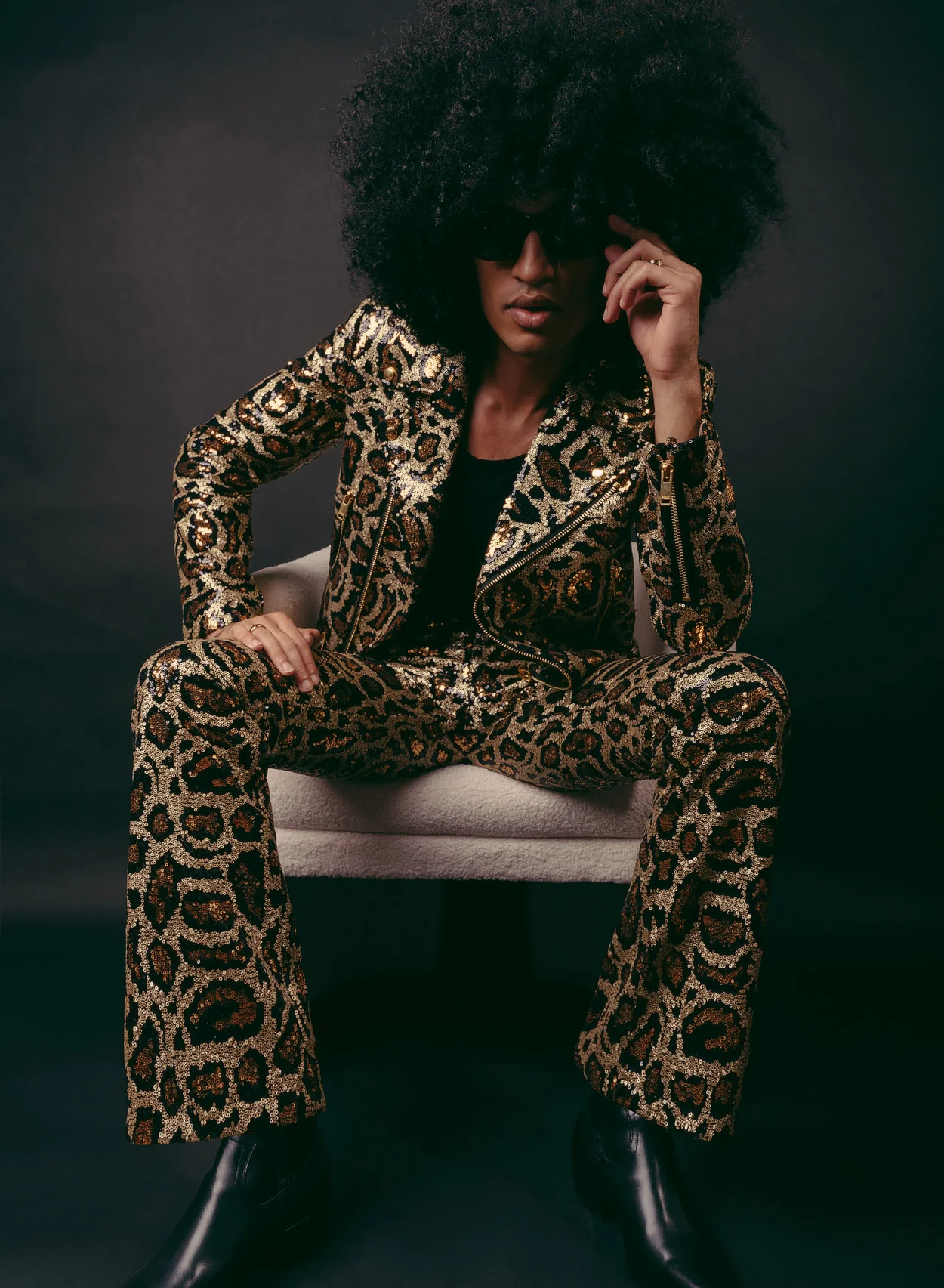 Leopard Sequin Biker Jacket - Image 6