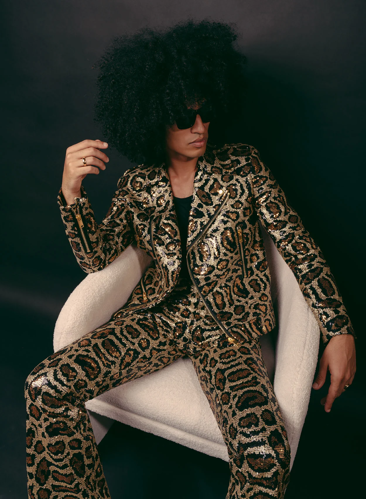 Leopard Sequin Biker Jacket - Image 8
