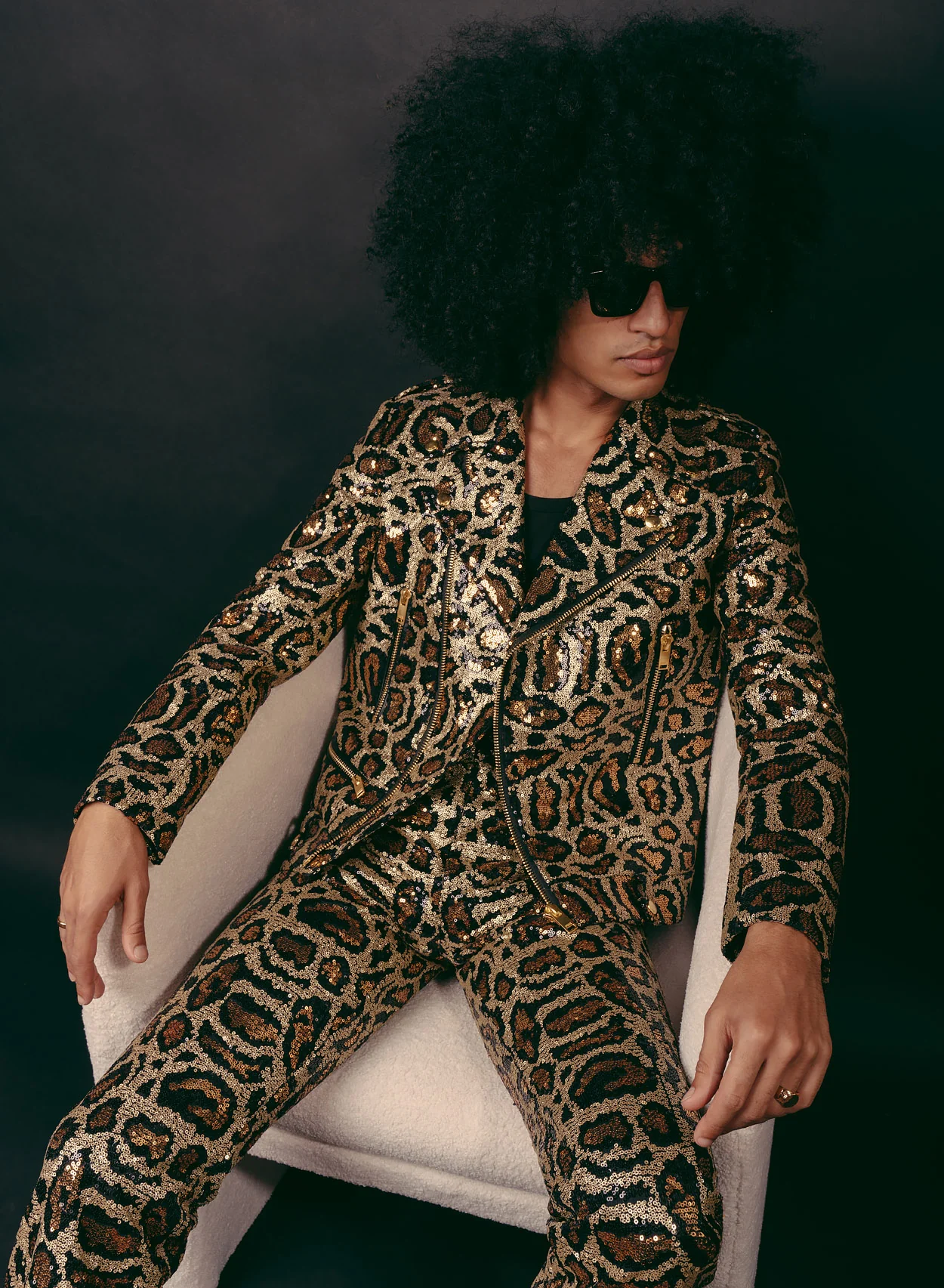 Leopard Sequin Biker Jacket - Image 9