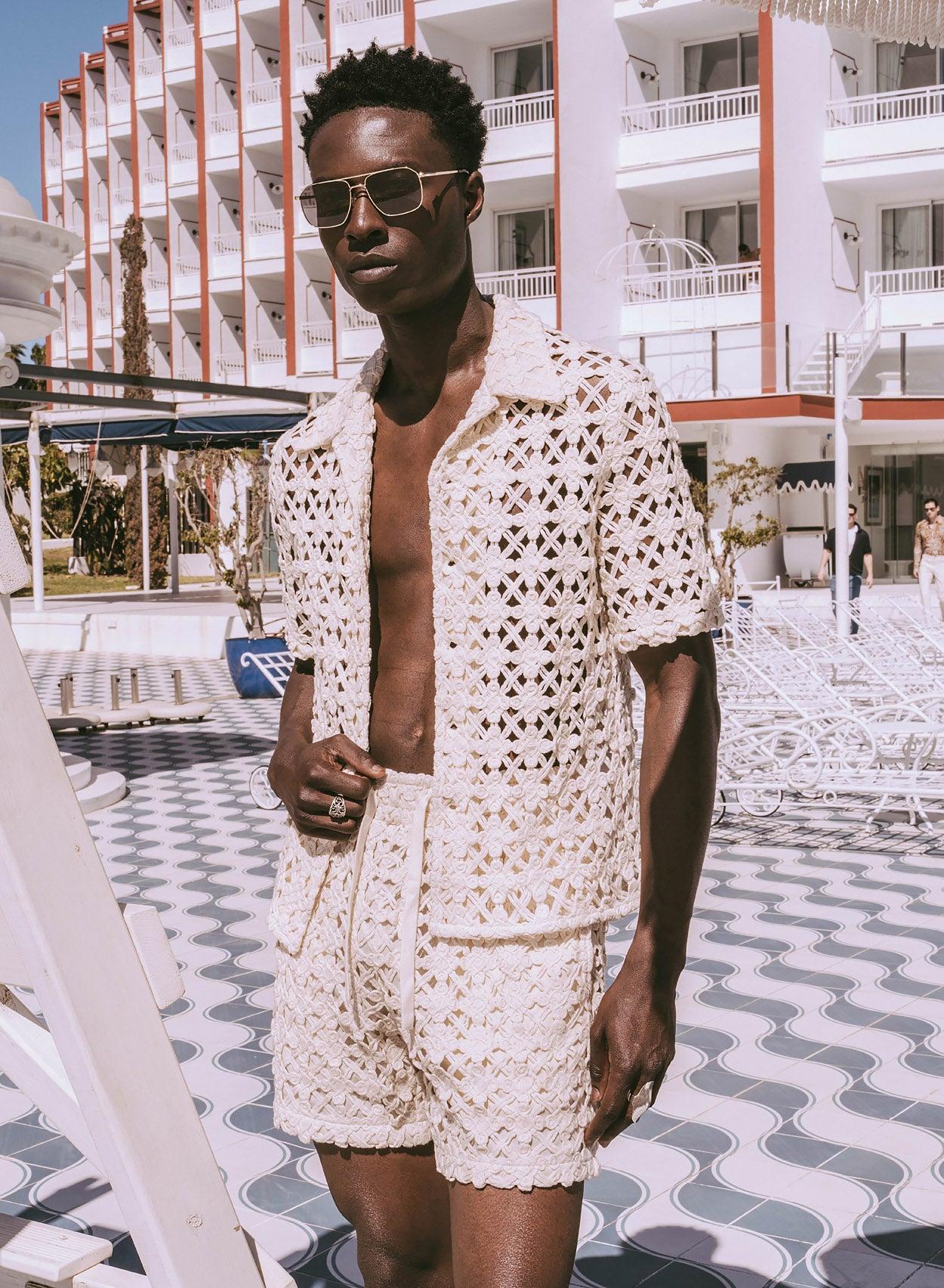 Off-White Geometric Crochet Cuban Shirt - Image 6