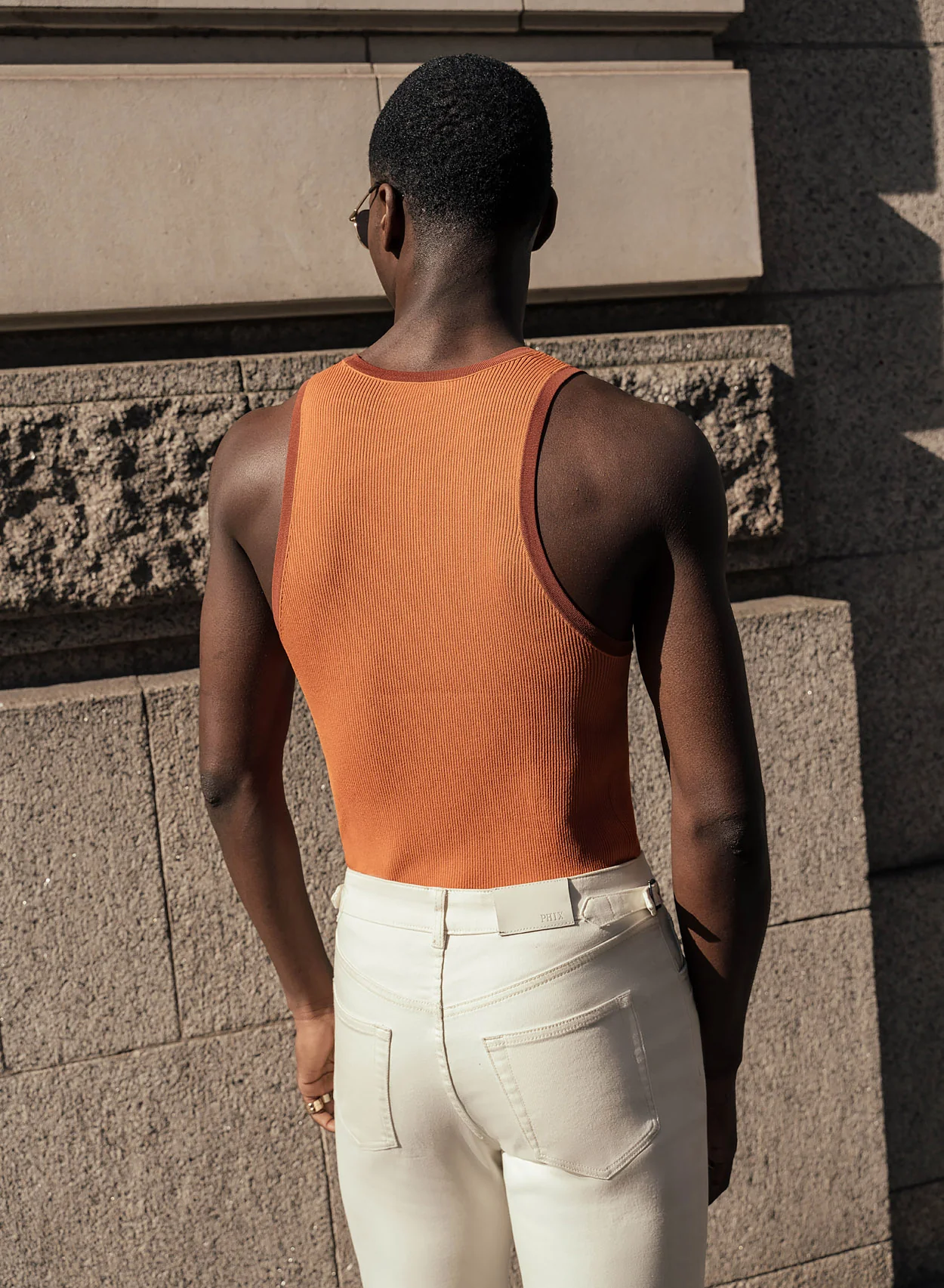Off White High Waisted Denim Flare Side Buckle Jean - Image 7