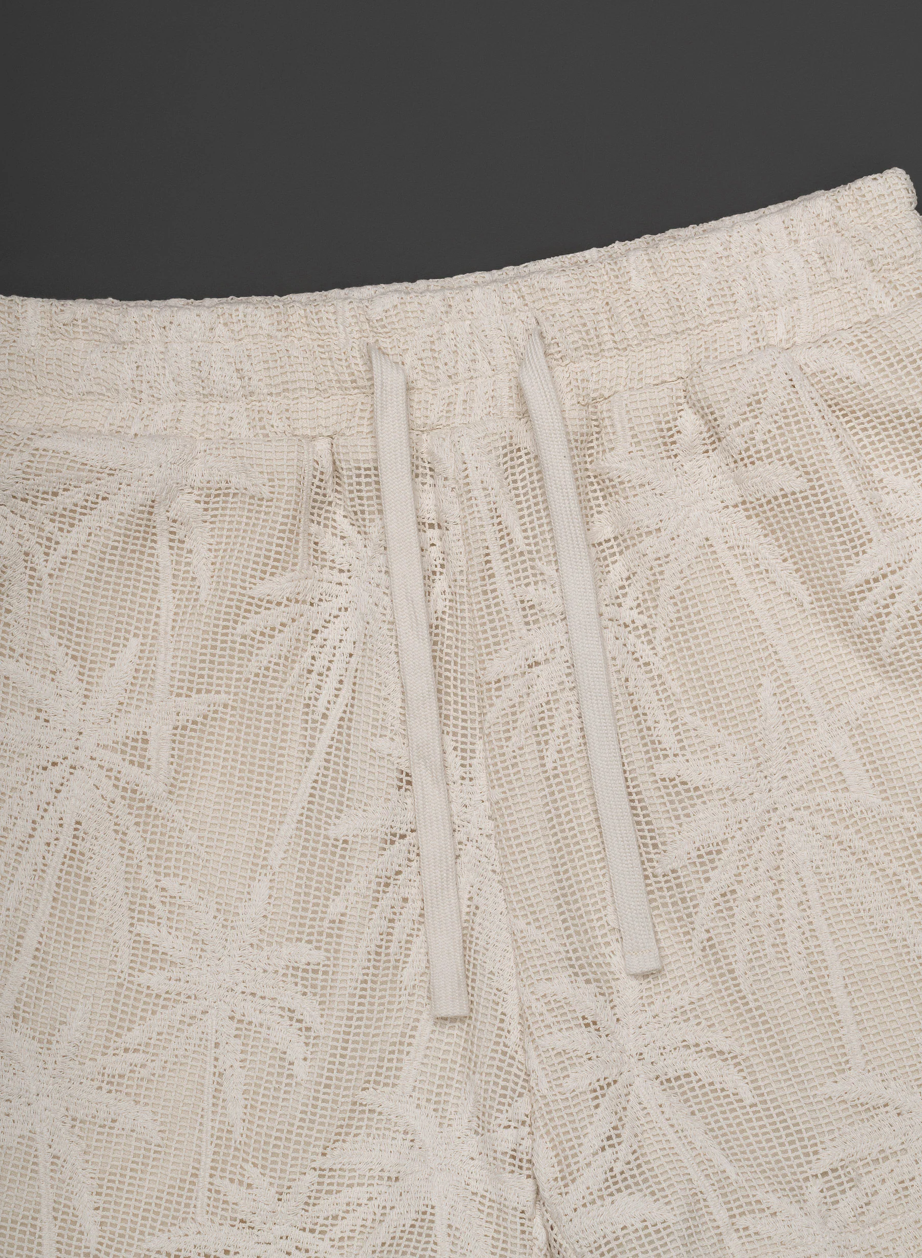 Off-White Palm Embroidery Crochet Shorts - Image 3