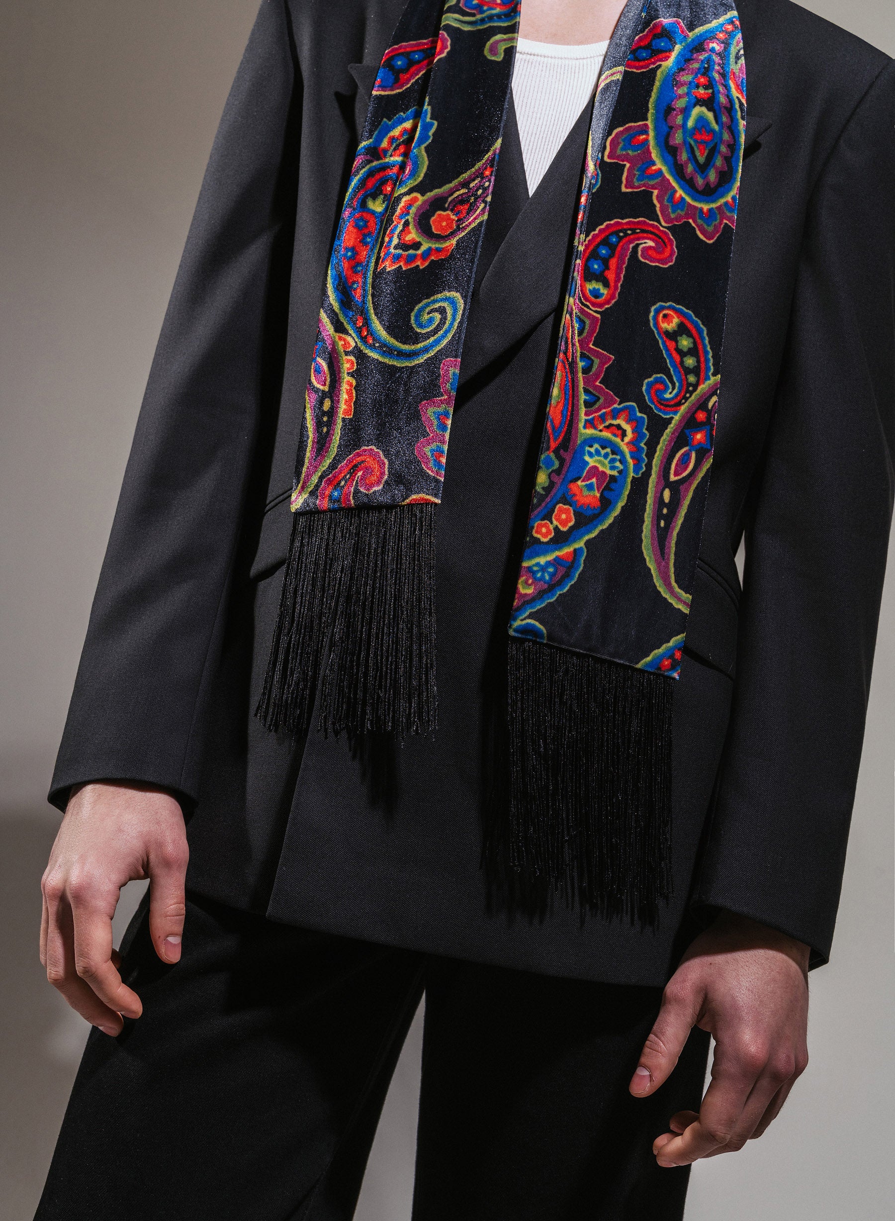 Paisley Velvet Tassel Scarf - Image 3