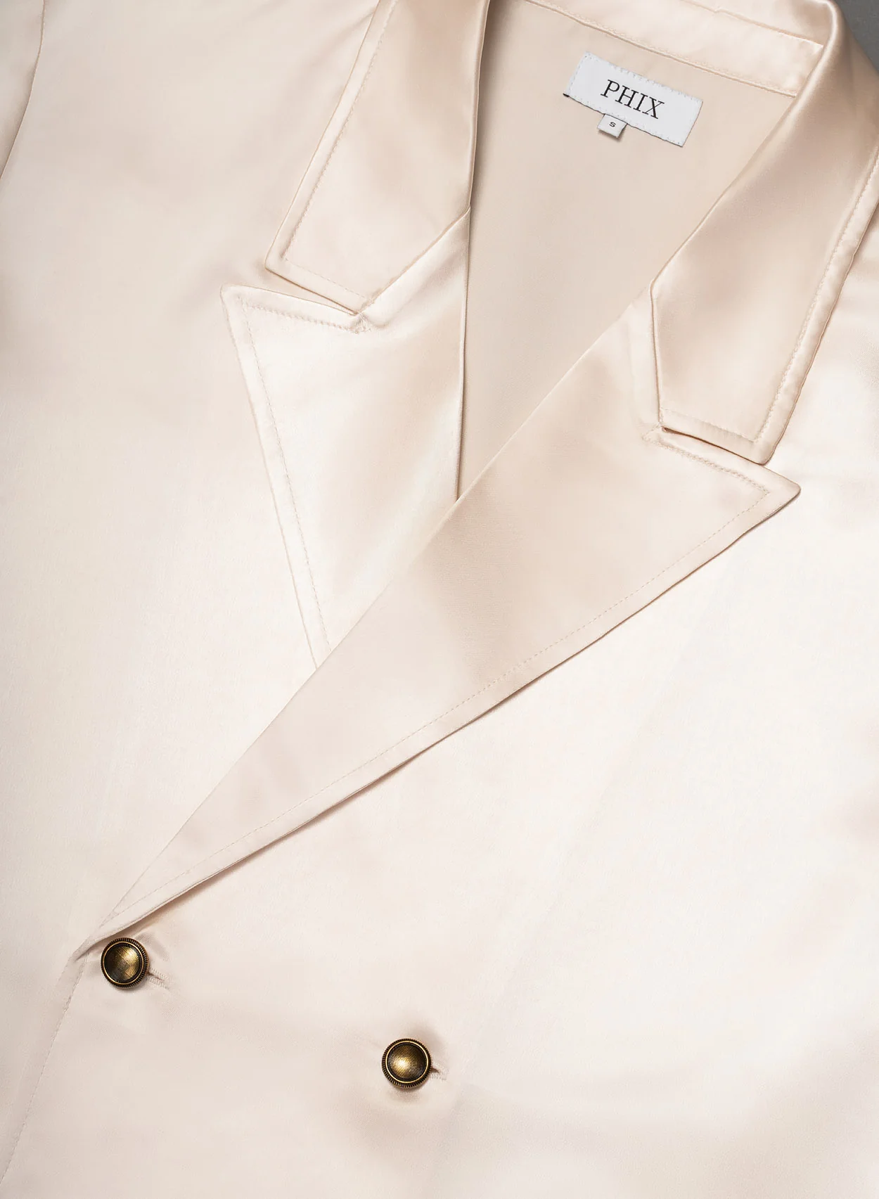 Pearl Double Breasted Brass Button Satin Shirt - Image 5