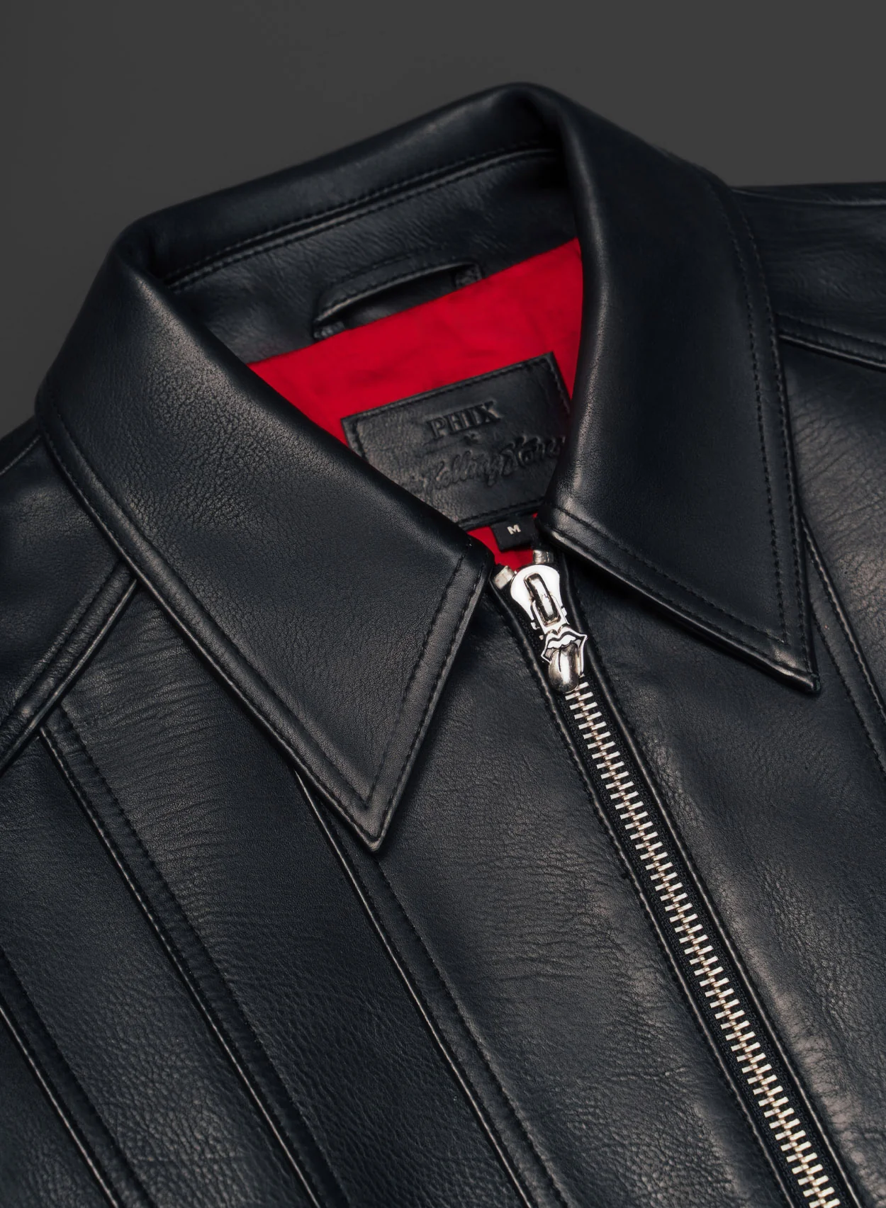 Phix X Rolling Stones Black Leather Panel Jacket - Image 2