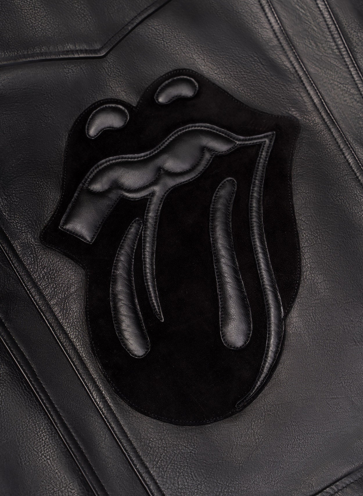 Phix X Rolling Stones Black Leather Panel Jacket - Image 3
