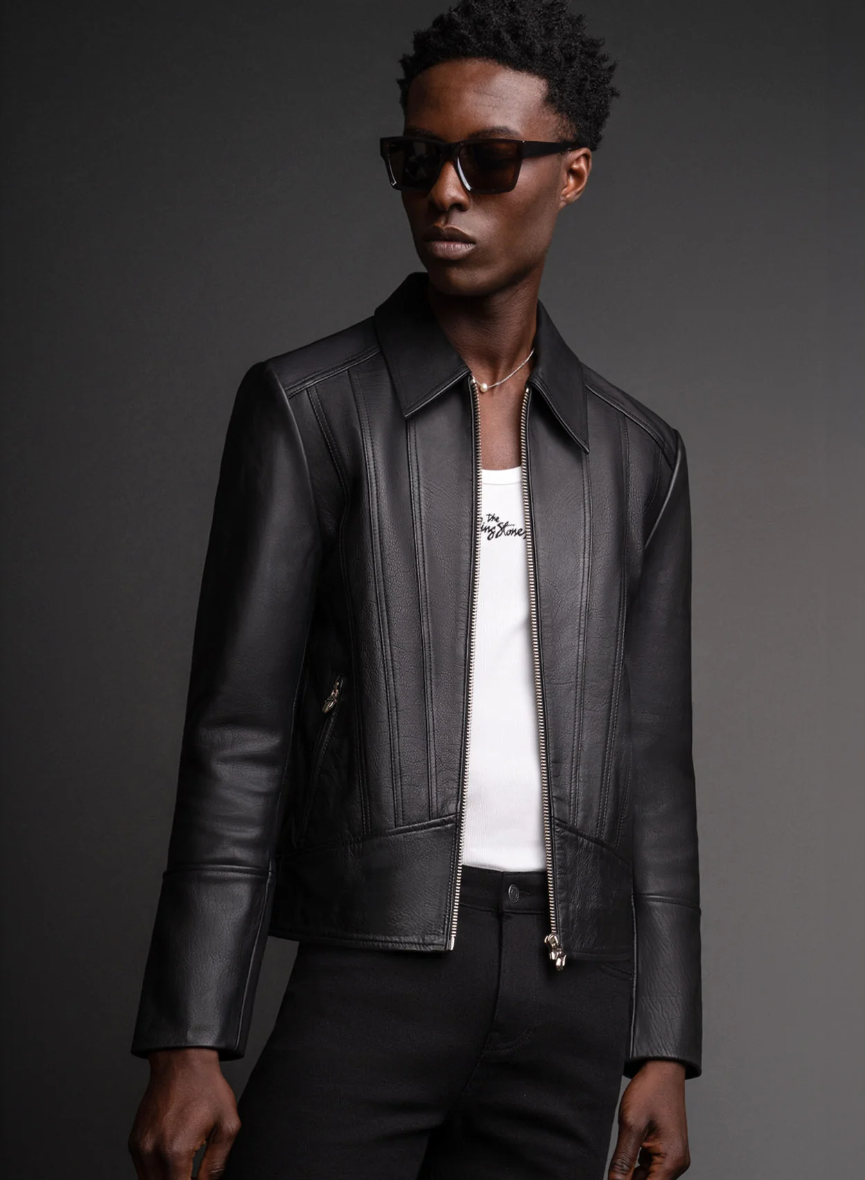 Phix X Rolling Stones Black Leather Panel Jacket - Image 4