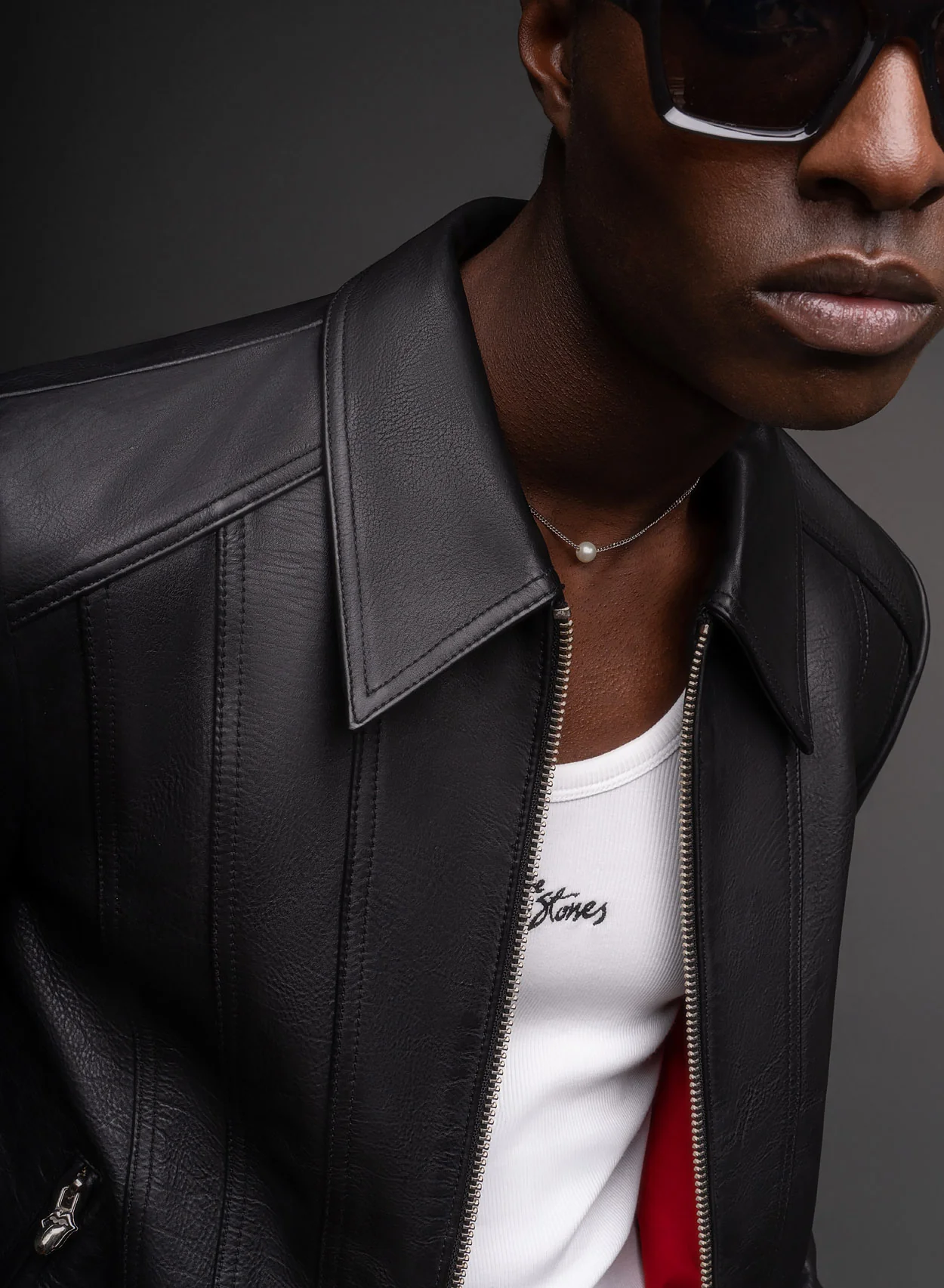 Phix X Rolling Stones Black Leather Panel Jacket - Image 5