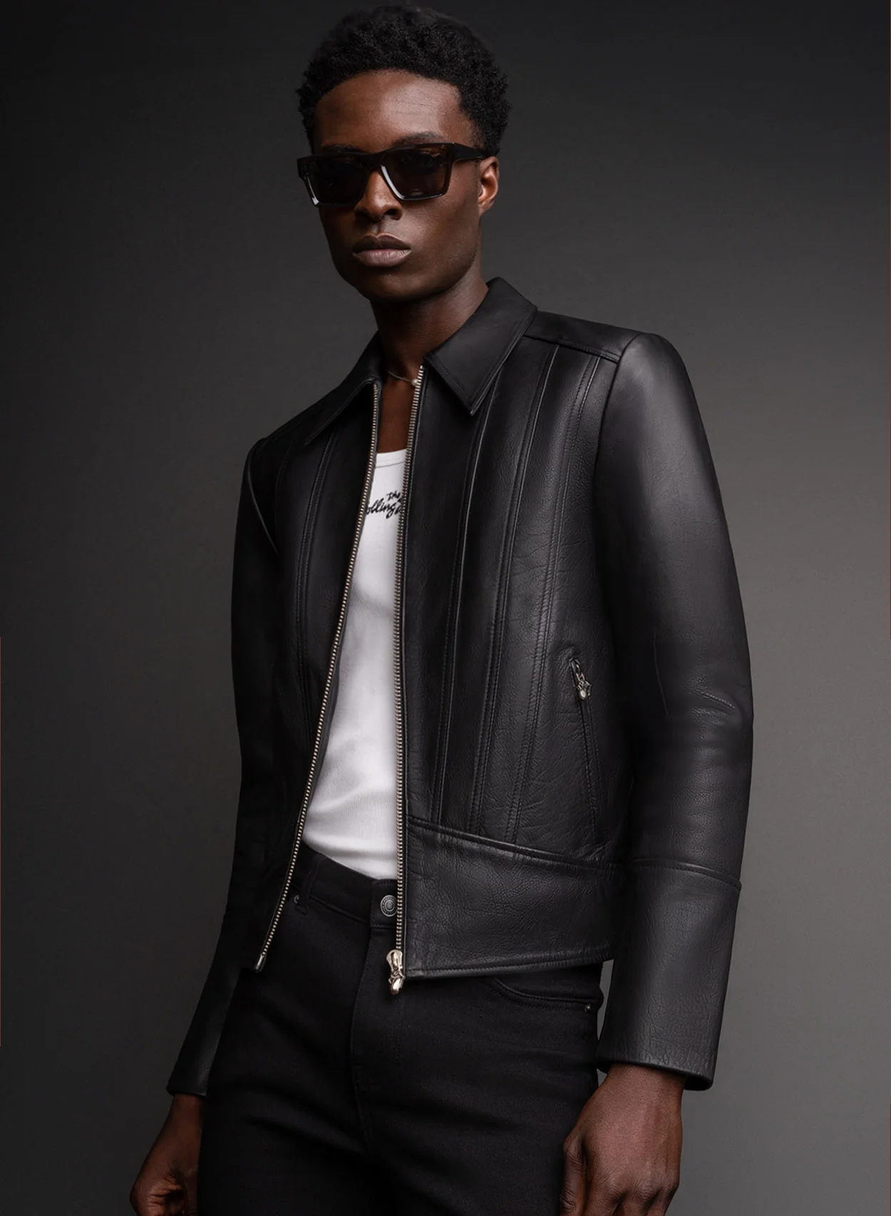 Phix X Rolling Stones Black Leather Panel Jacket - Image 6