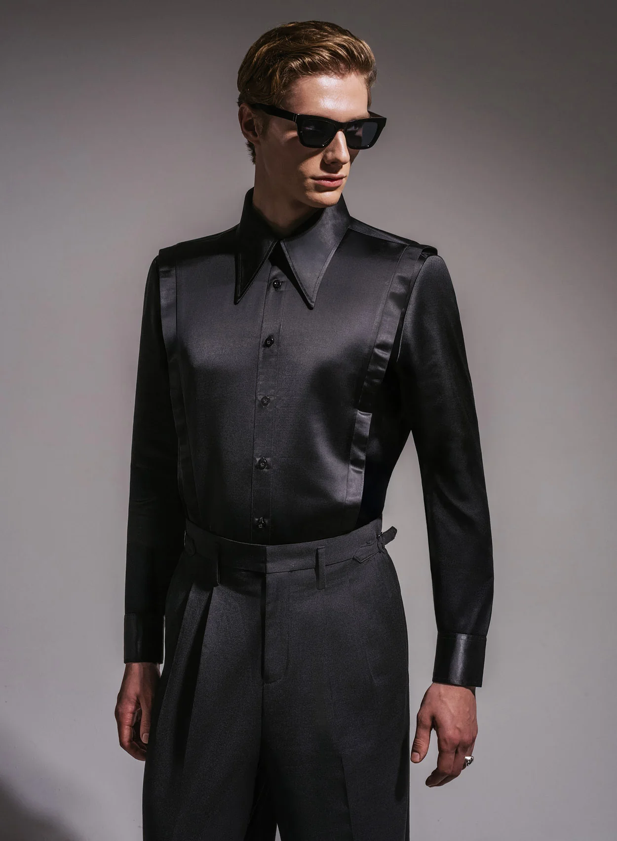 Phix X David Bowie Black Satin Bolt Shirt - Image 2