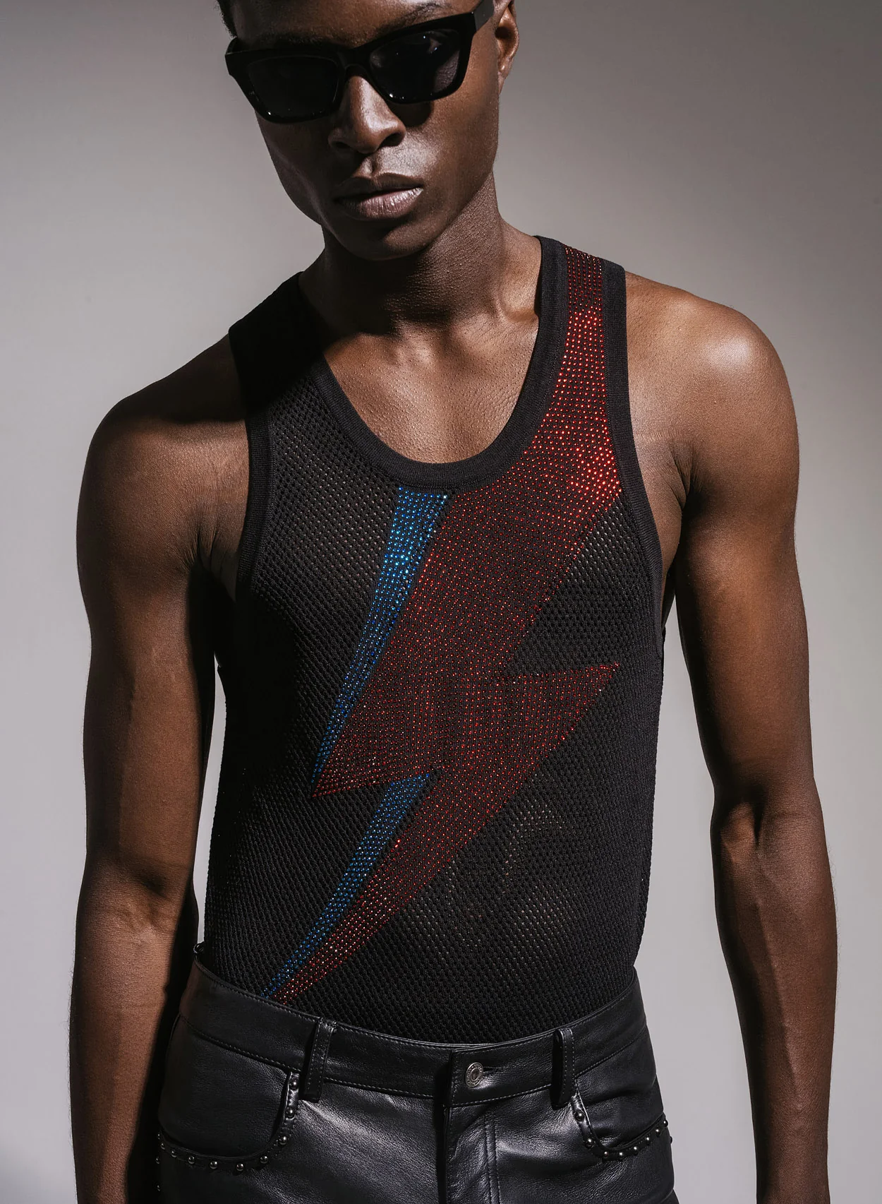 Phix X David Bowie Bolt Rhinestone Vest - Image 5