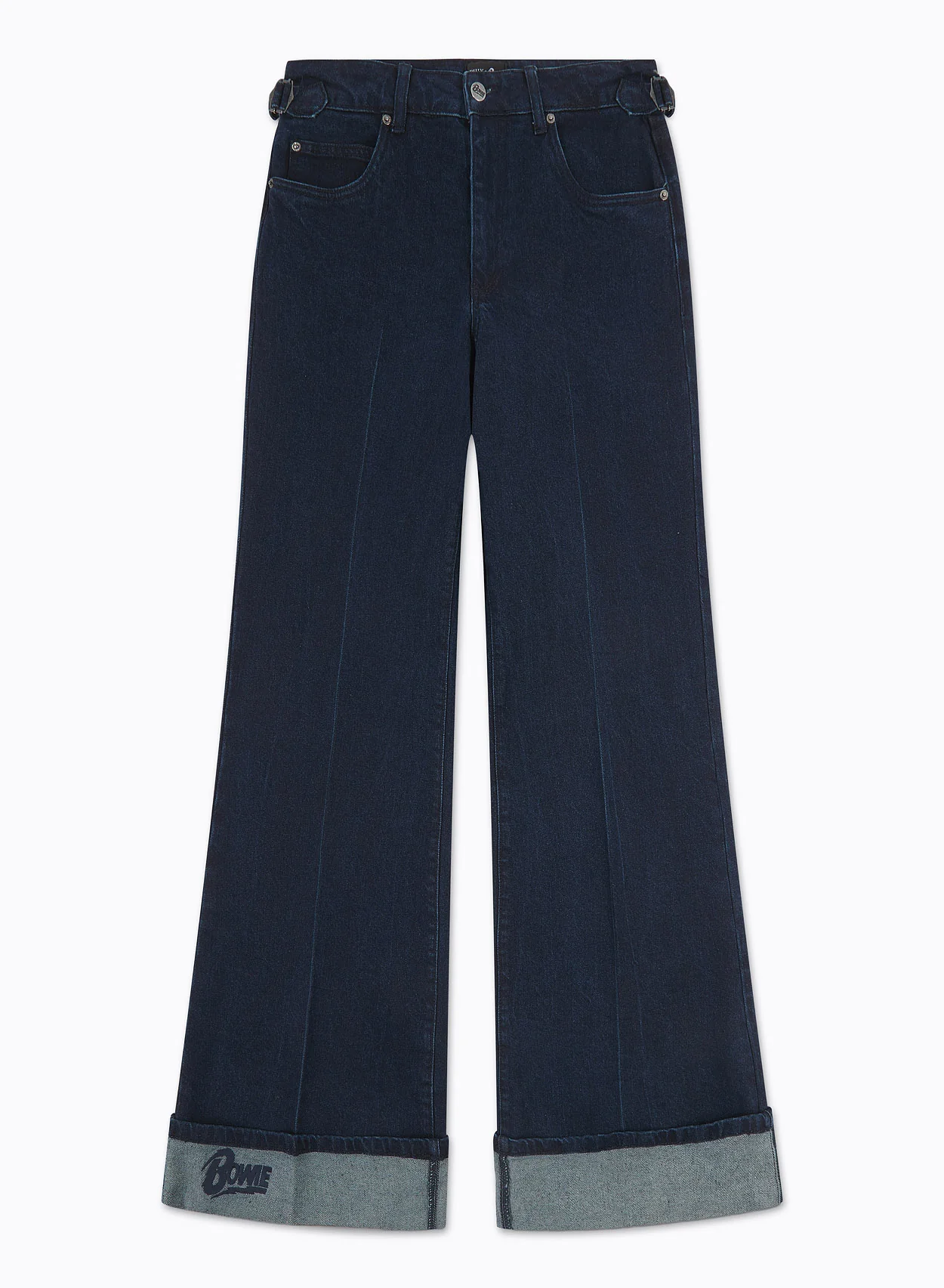 Phix X David Bowie Men's High Waisted Indigo Turn-Up Flared Jeans - Image 4
