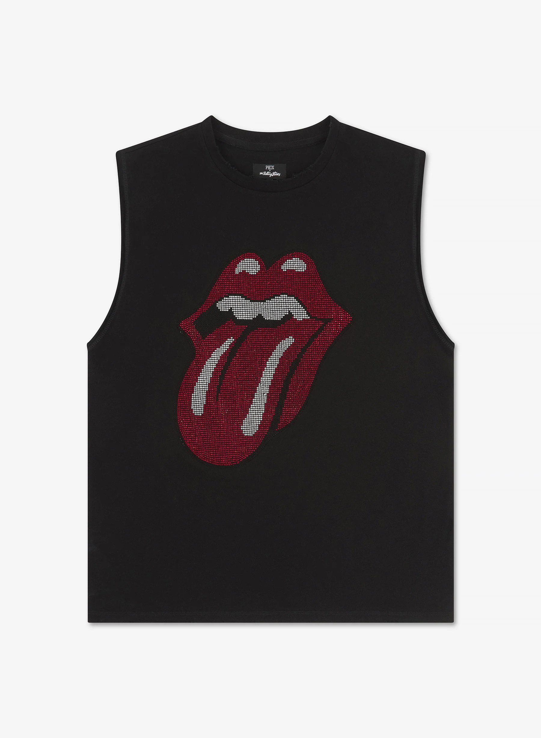 Phix X Rolling Stones Black Sleeveless Rhinestone T-Shirt - Image 3