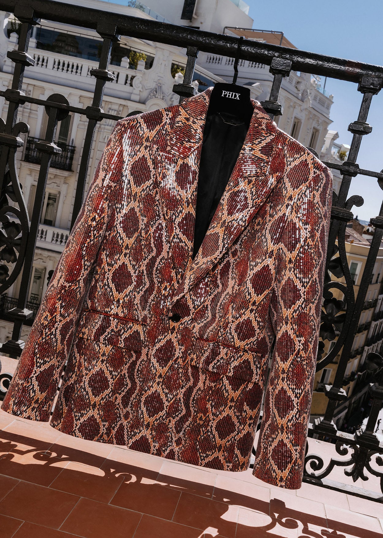 Red Snake Effect Sequin Blazer - Image 3