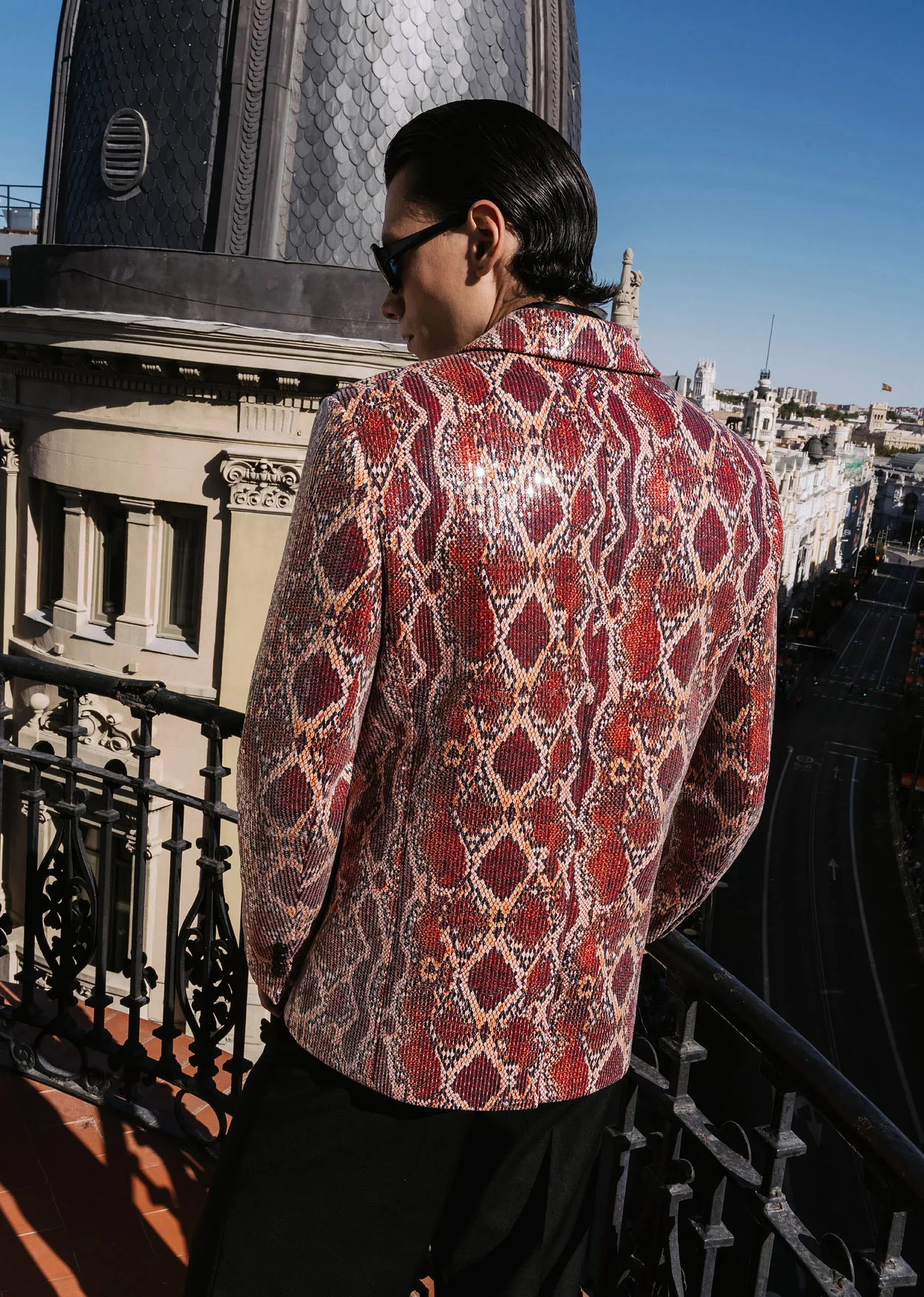 Red Snake Effect Sequin Blazer - Image 6