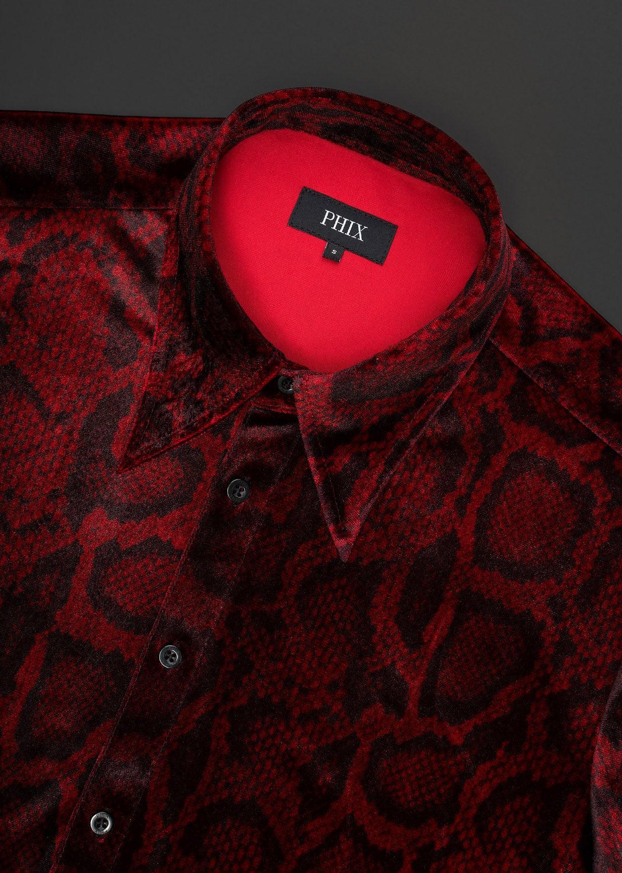 Red Velvet Snake Effect Shirt - Image 3